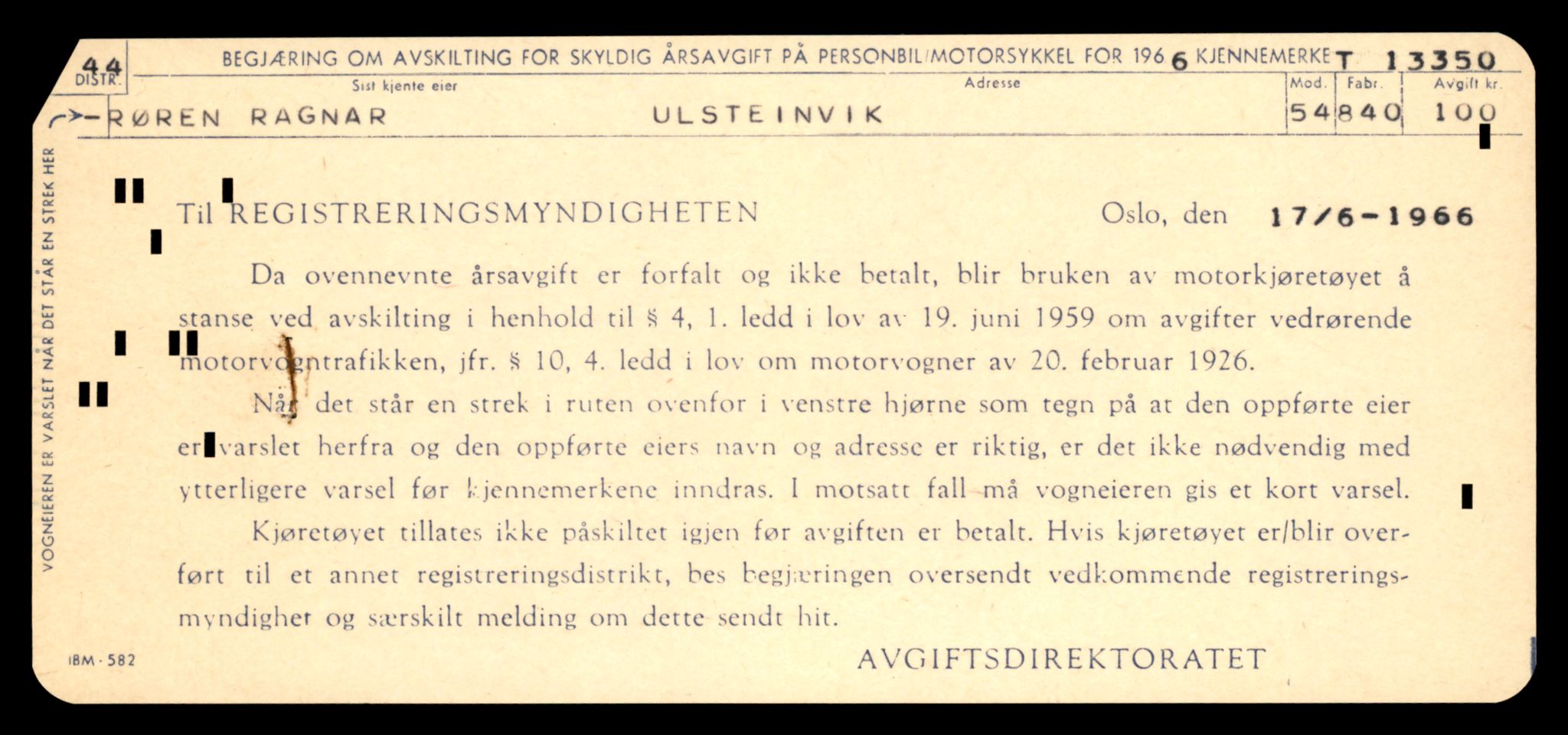 Møre og Romsdal vegkontor - Ålesund trafikkstasjon, AV/SAT-A-4099/F/Fe/L0038: Registreringskort for kjøretøy T 13180 - T 13360, 1927-1998, s. 2837