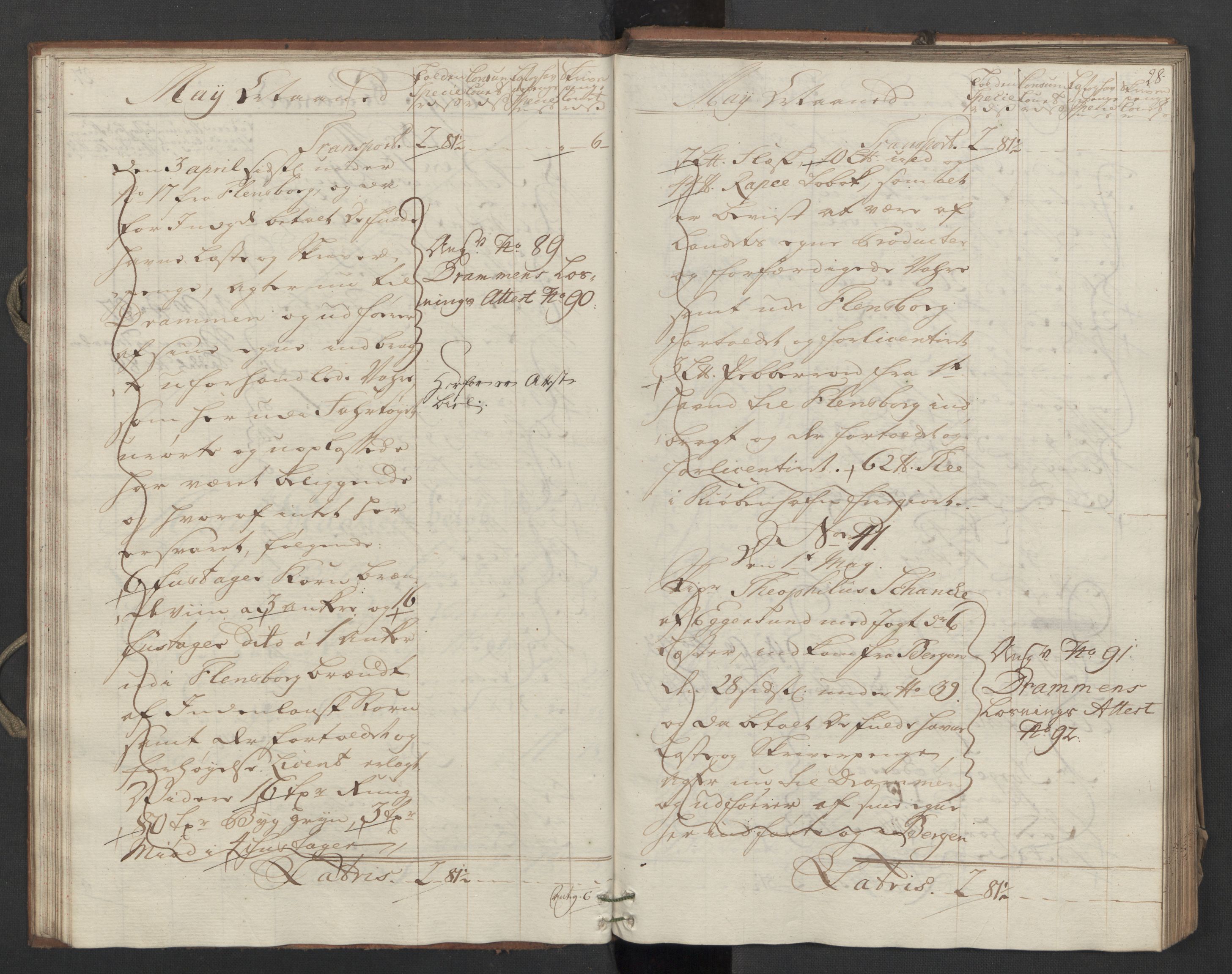 Generaltollkammeret, tollregnskaper, AV/RA-EA-5490/R09/L0037/0001: Tollregnskaper Holmestrand / Inngående hovedtollbok, 1764, s. 27b-28a