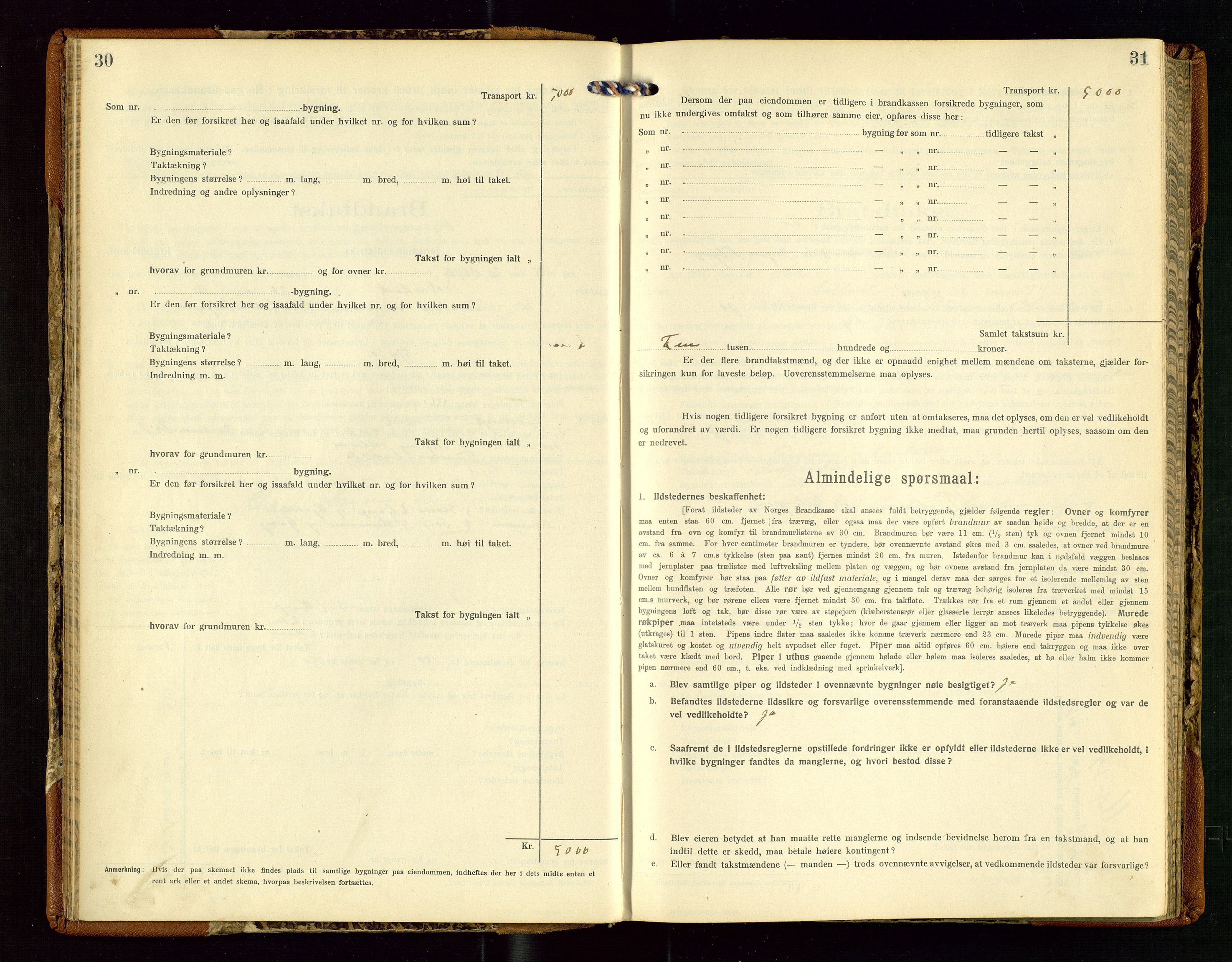 Torvestad lensmannskontor, AV/SAST-A-100307/1/Gob/L0005: "Brandtaxationsprotokol for Torvestad Lensmannsdistrikt", 1915-1928, s. 30-31