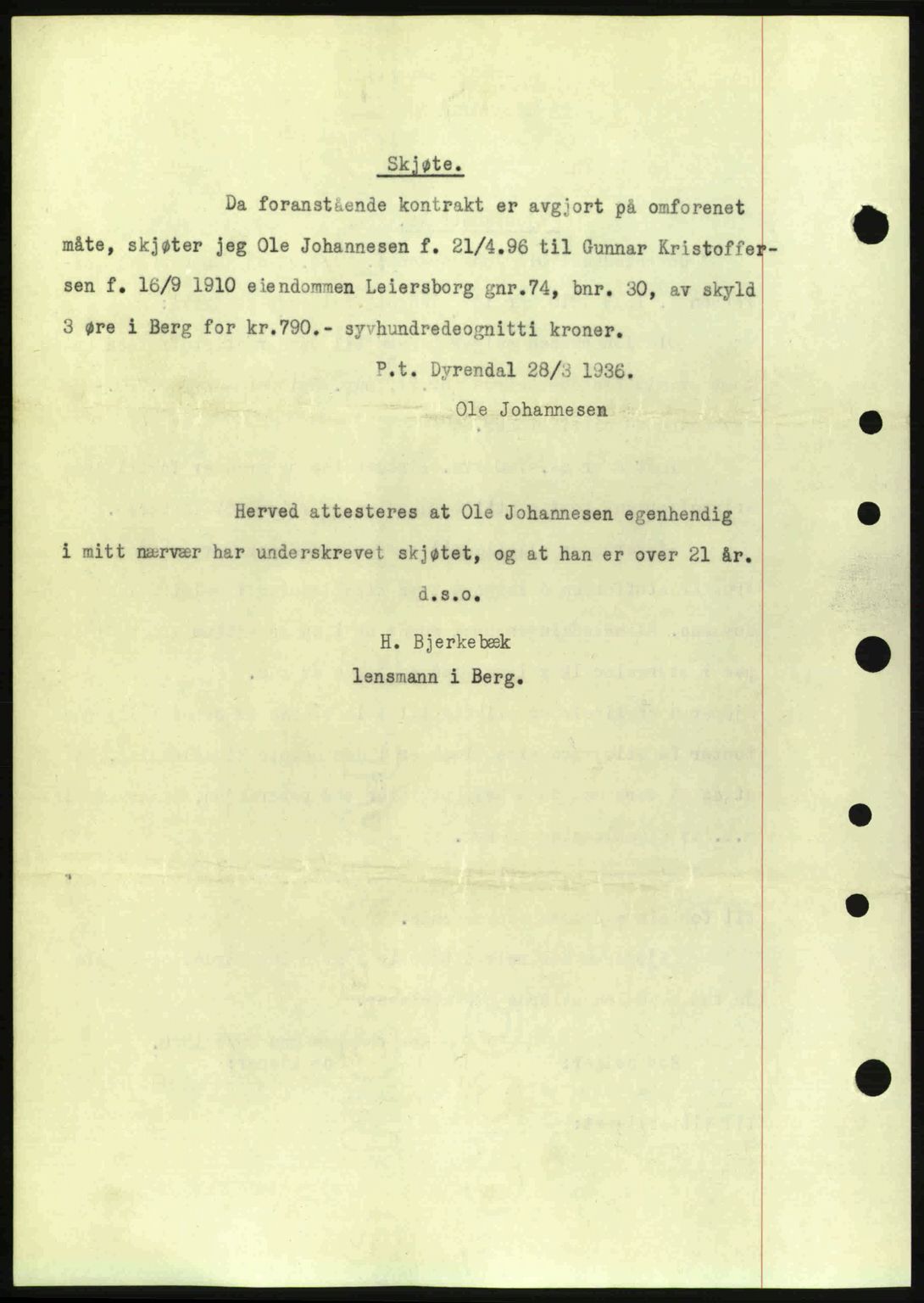 Idd og Marker sorenskriveri, AV/SAO-A-10283/G/Gb/Gbb/L0001: Pantebok nr. A1, 1936-1937, Dagboknr: 402/1936