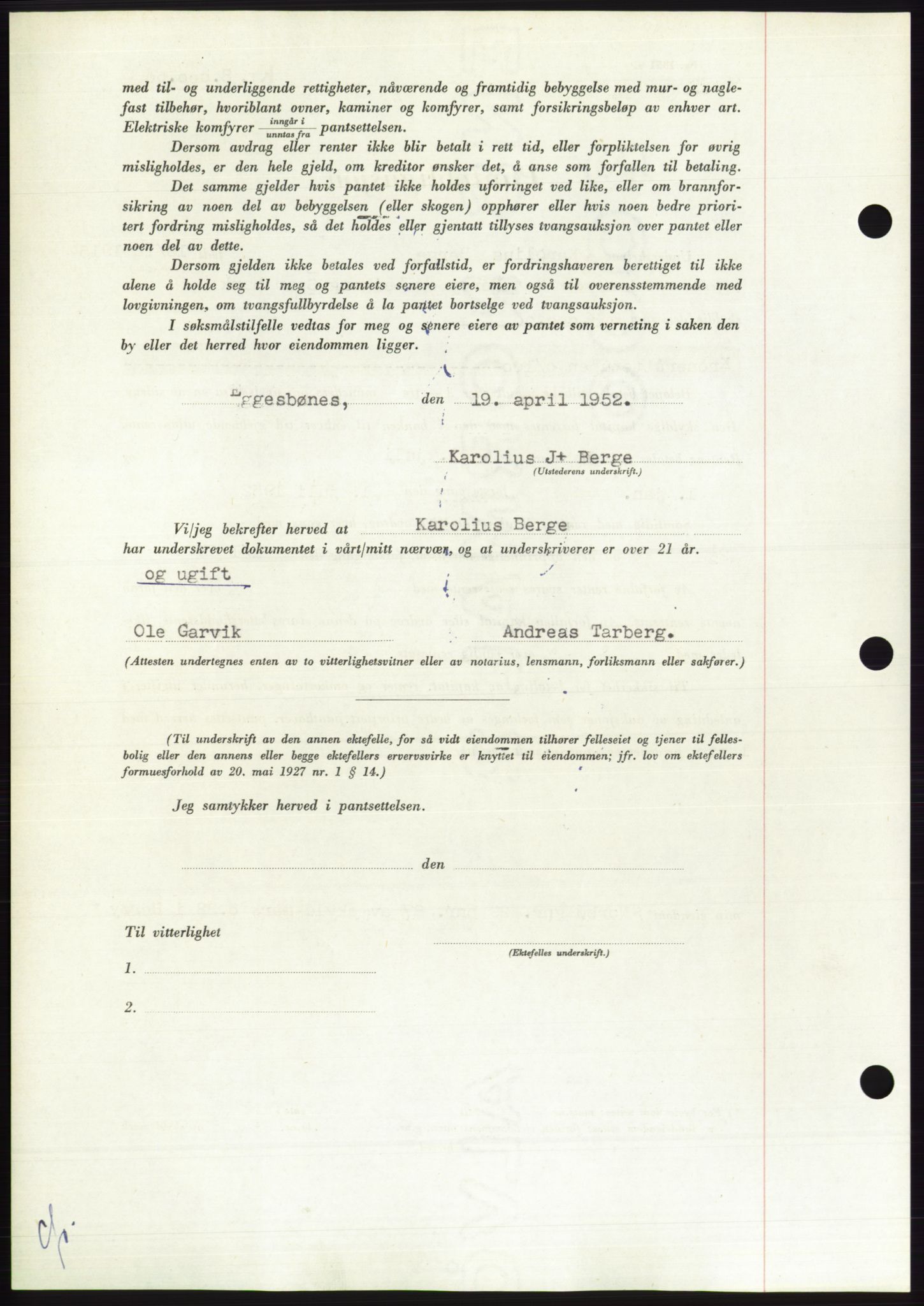 Søre Sunnmøre sorenskriveri, AV/SAT-A-4122/1/2/2C/L0121: Pantebok nr. 9B, 1951-1952, Dagboknr: 777/1952
