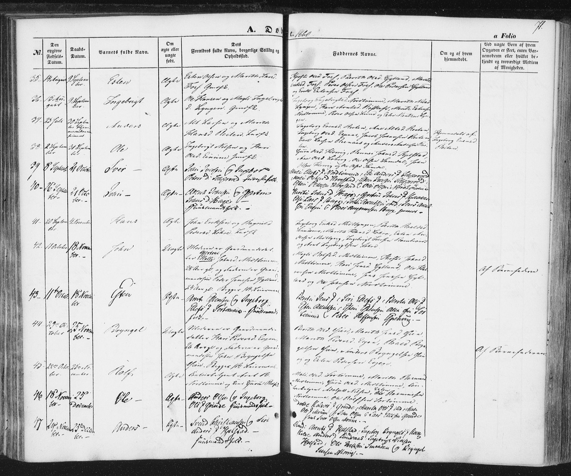Ministerialprotokoller, klokkerbøker og fødselsregistre - Sør-Trøndelag, SAT/A-1456/692/L1103: Ministerialbok nr. 692A03, 1849-1870, s. 71