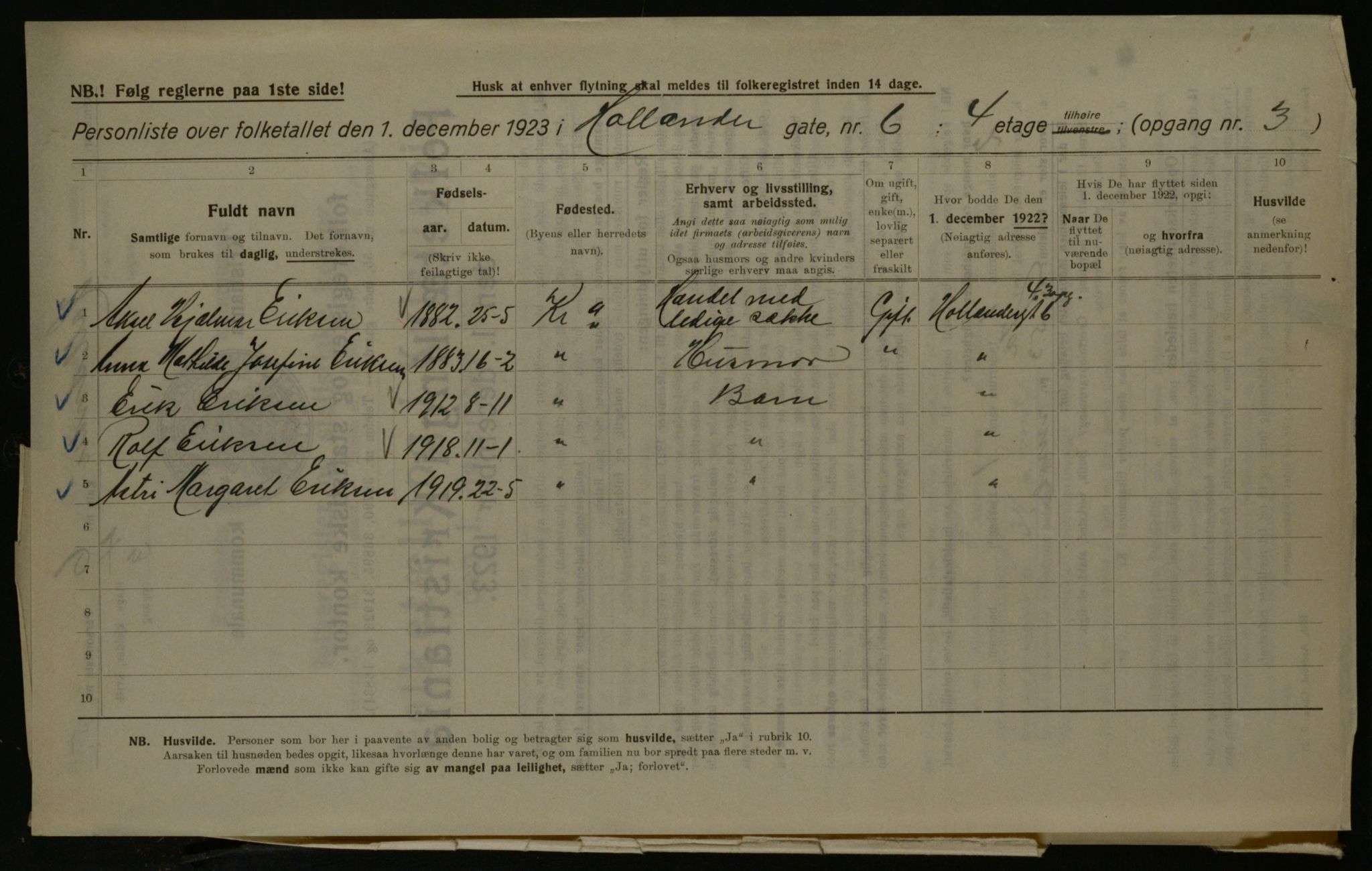 OBA, Kommunal folketelling 1.12.1923 for Kristiania, 1923, s. 45577