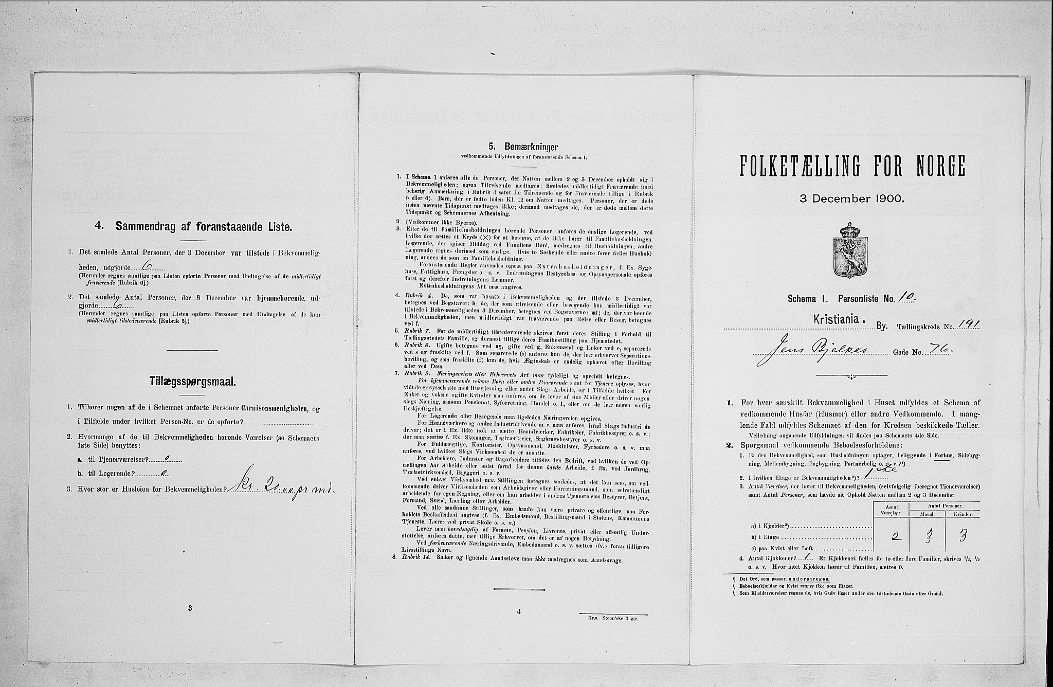 SAO, Folketelling 1900 for 0301 Kristiania kjøpstad, 1900, s. 43638