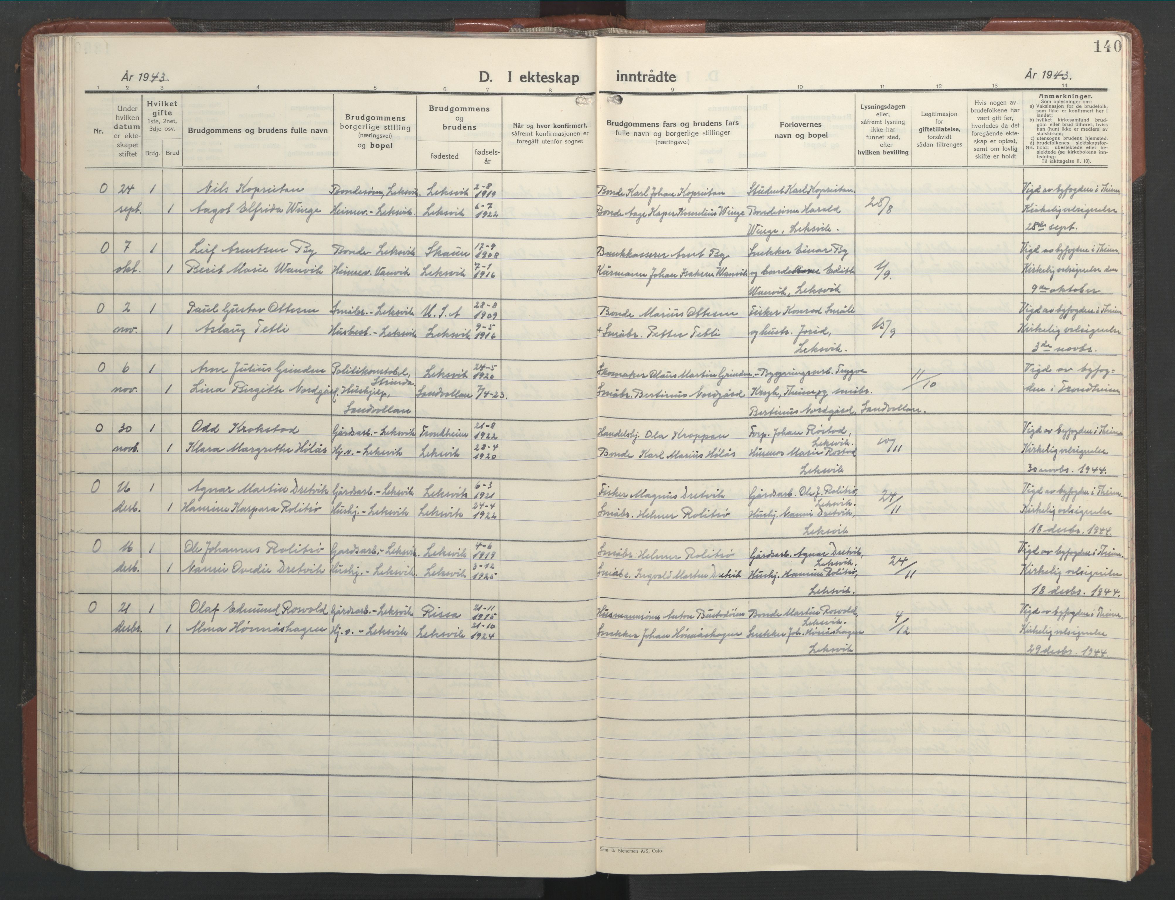 Ministerialprotokoller, klokkerbøker og fødselsregistre - Nord-Trøndelag, SAT/A-1458/701/L0019: Klokkerbok nr. 701C03, 1930-1953, s. 140