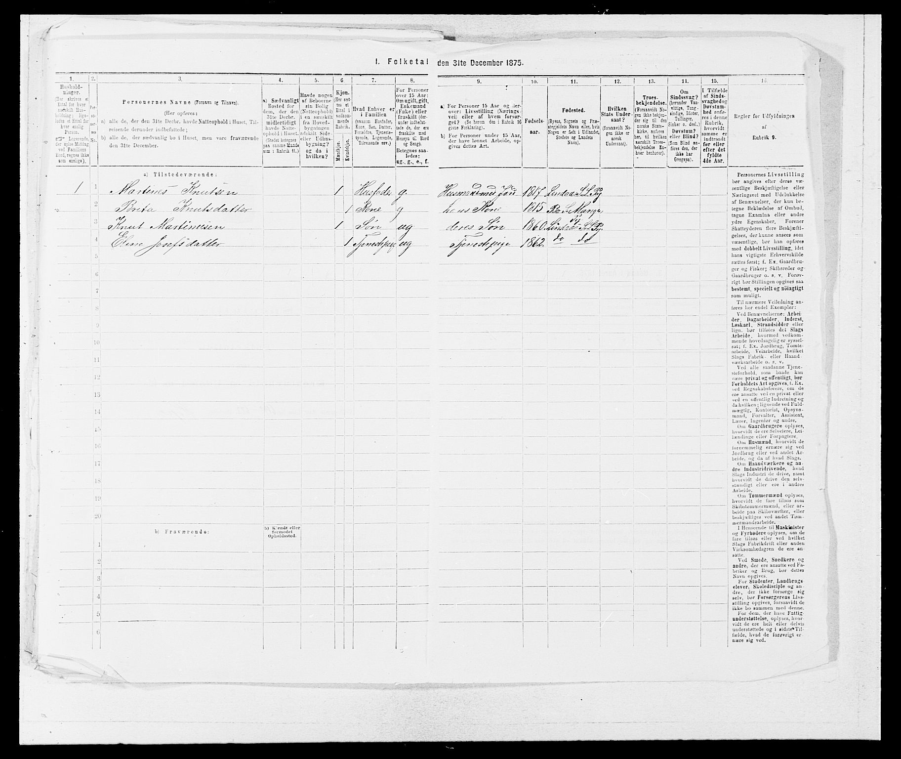 SAB, Folketelling 1875 for 1263P Lindås prestegjeld, 1875, s. 1891