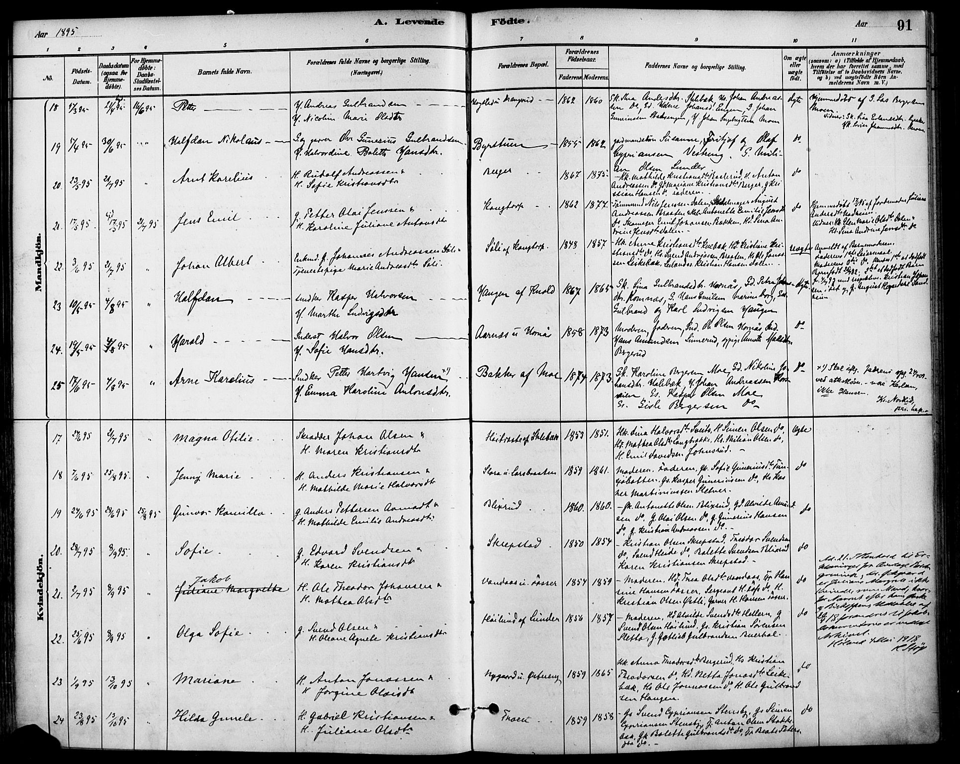 Høland prestekontor Kirkebøker, AV/SAO-A-10346a/F/Fa/L0013: Ministerialbok nr. I 13, 1880-1897, s. 91