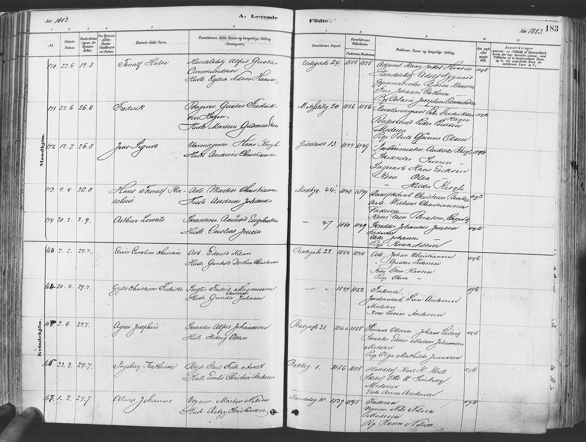 Grønland prestekontor Kirkebøker, SAO/A-10848/F/Fa/L0007: Ministerialbok nr. 7, 1878-1888, s. 183