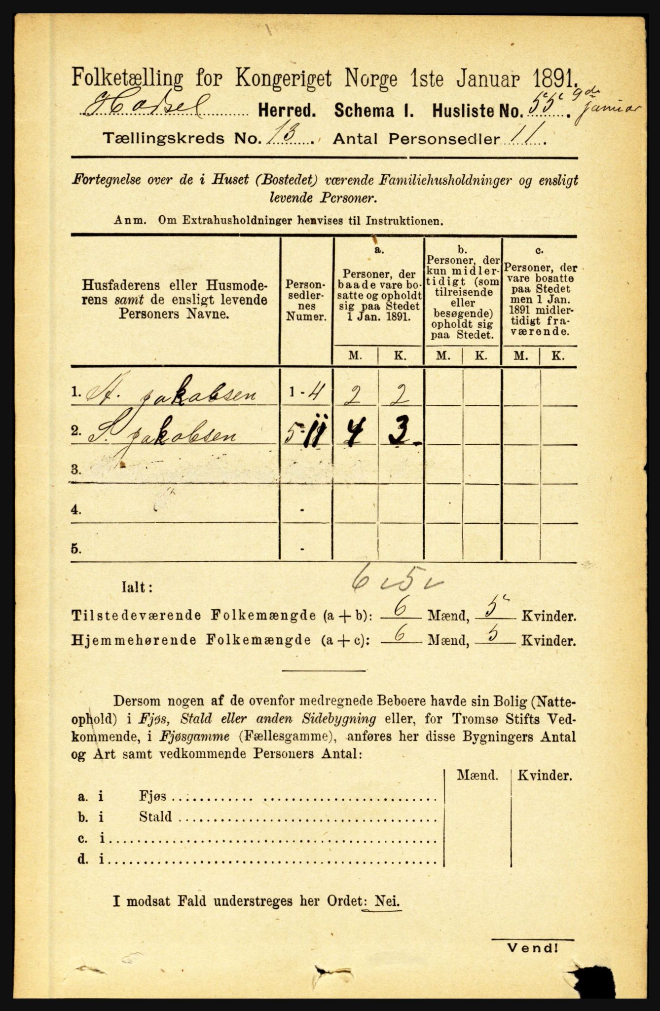 RA, Folketelling 1891 for 1866 Hadsel herred, 1891, s. 5820