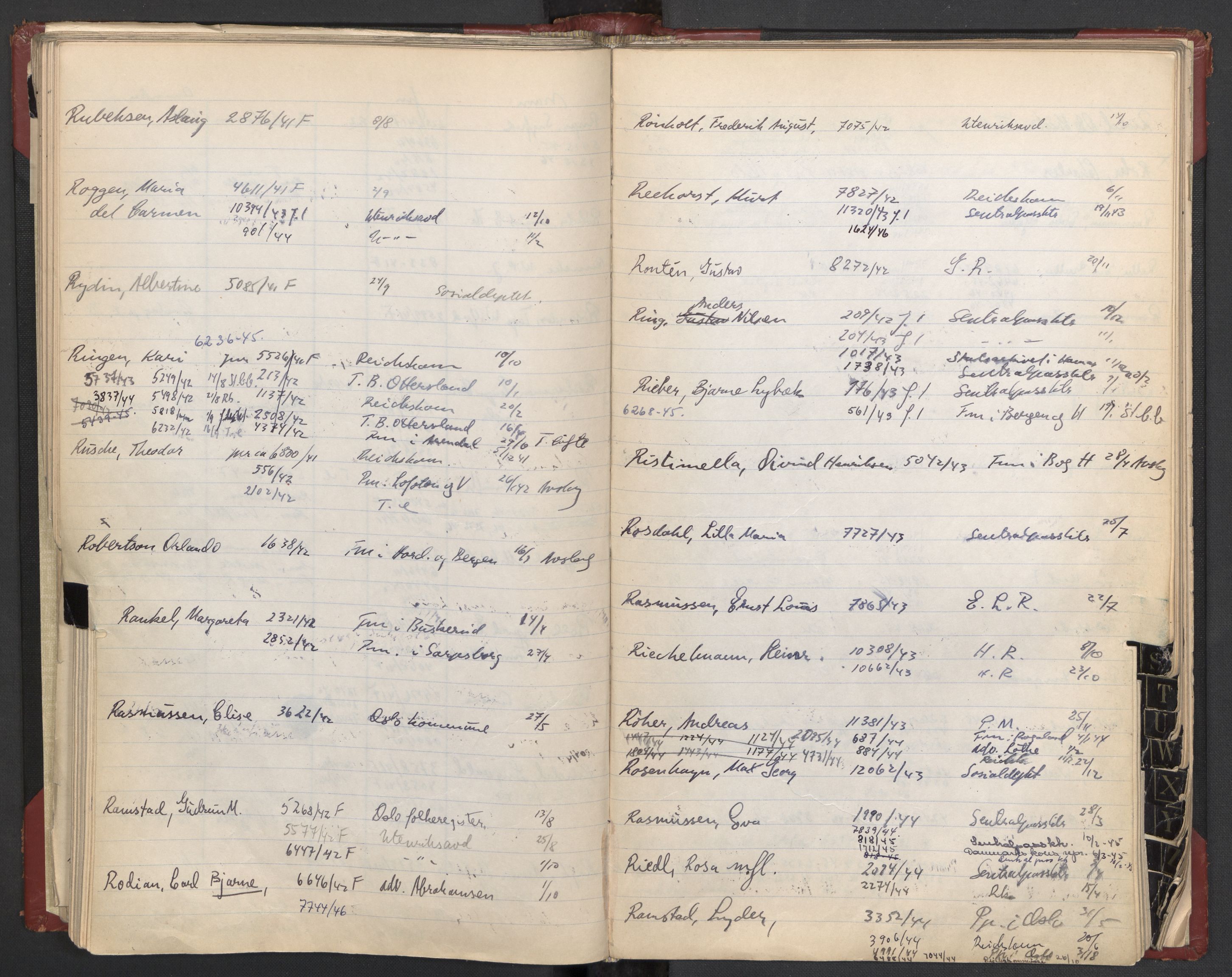 Justisdepartementet, 3. politikontor P3, AV/RA-S-1051/C/Cc/L0002: Journalregister over statsborgersaker, 1940-1946, s. 85