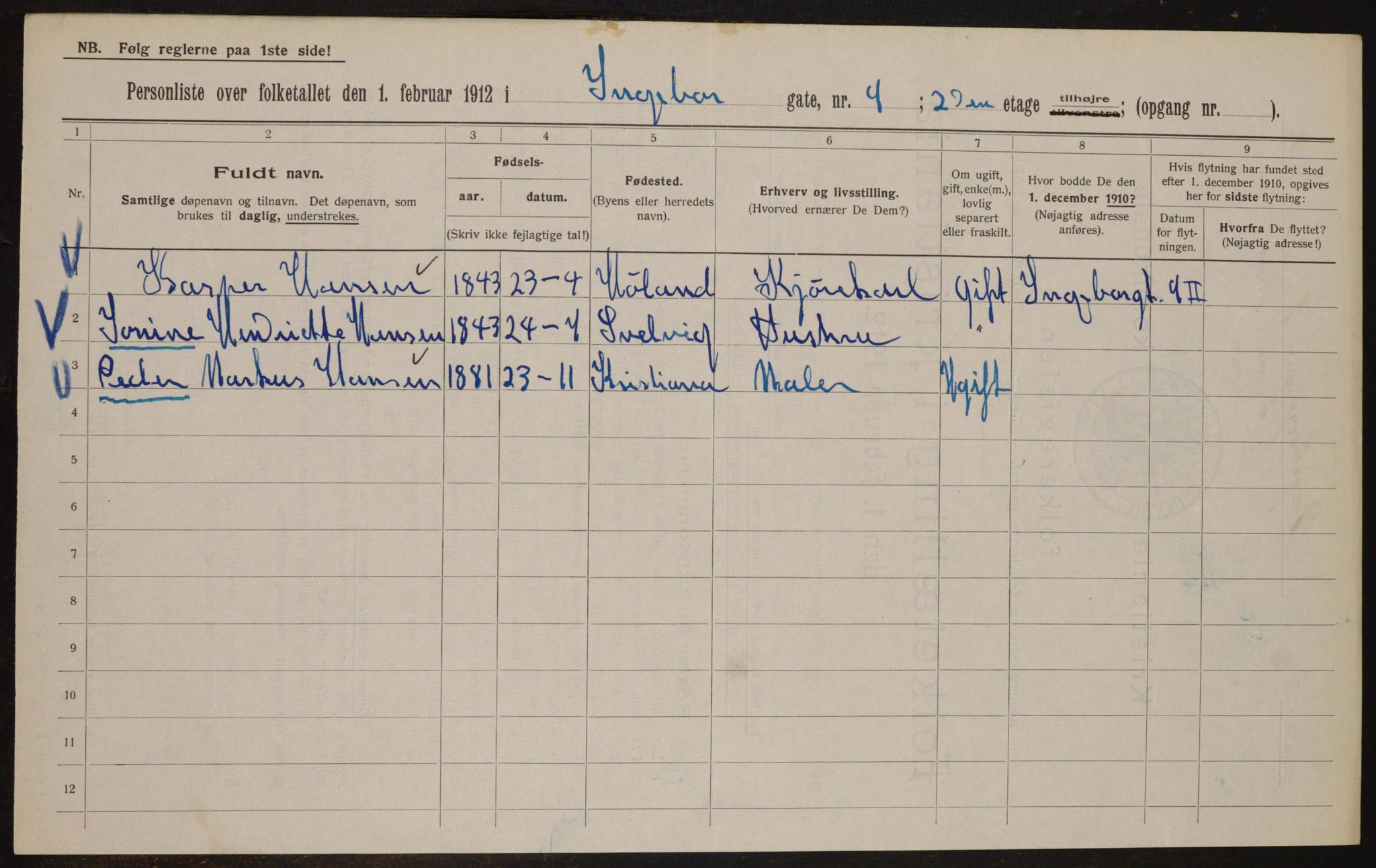 OBA, Kommunal folketelling 1.2.1912 for Kristiania, 1912, s. 44193