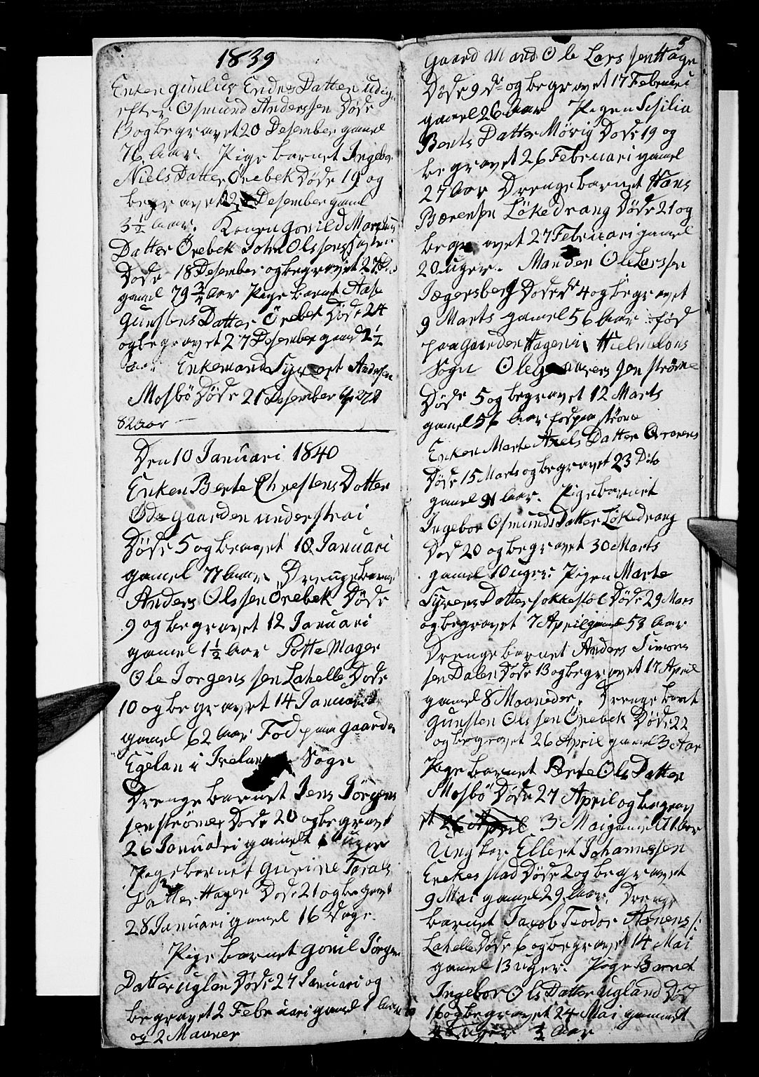 Oddernes sokneprestkontor, AV/SAK-1111-0033/F/Fb/Fba/L0004: Klokkerbok nr. B 4, 1837-1846, s. 5