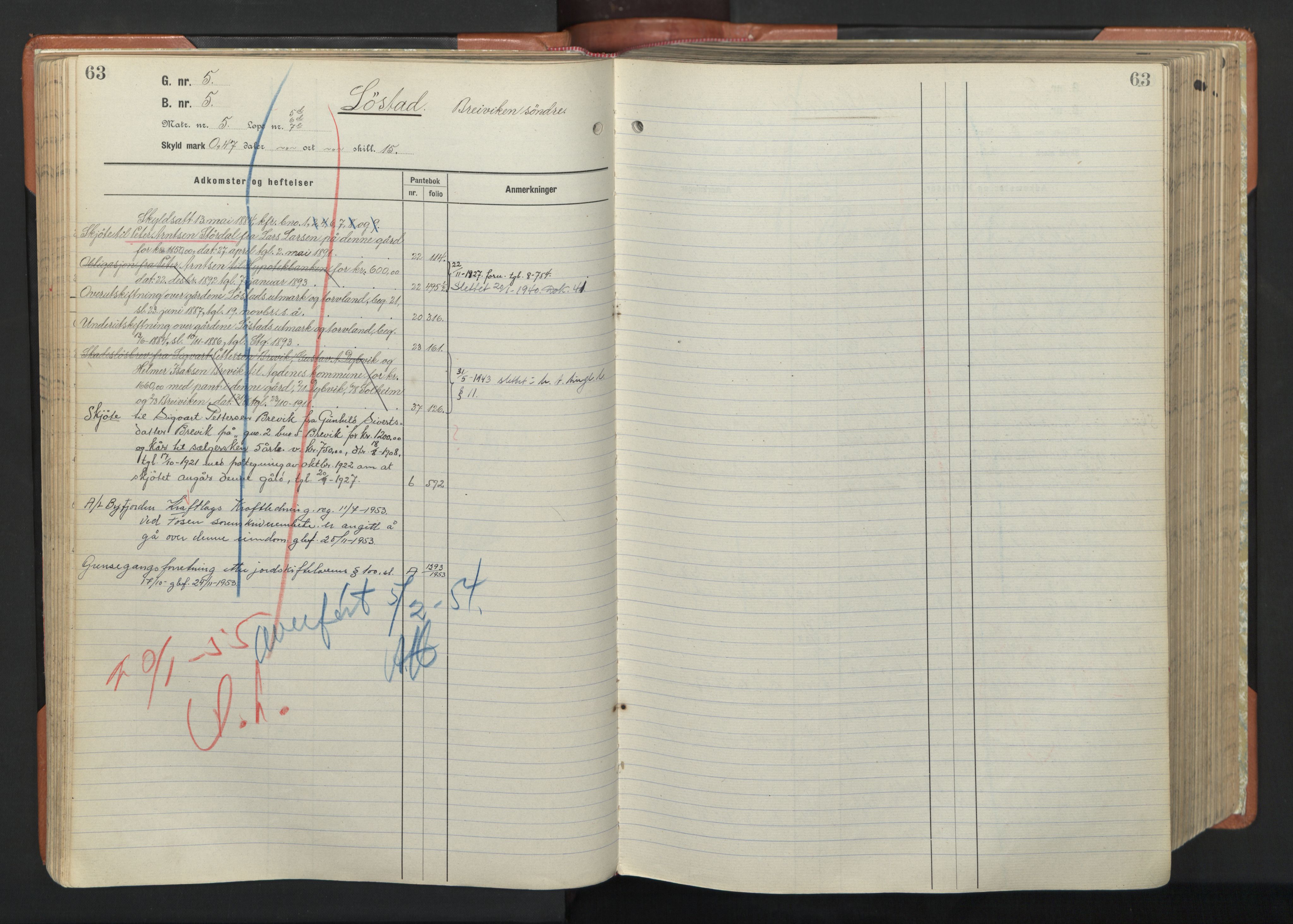 Hitra sorenskriveri, AV/SAT-A-0018/2/2A/L0031: Panteregister nr. 31, s. 63