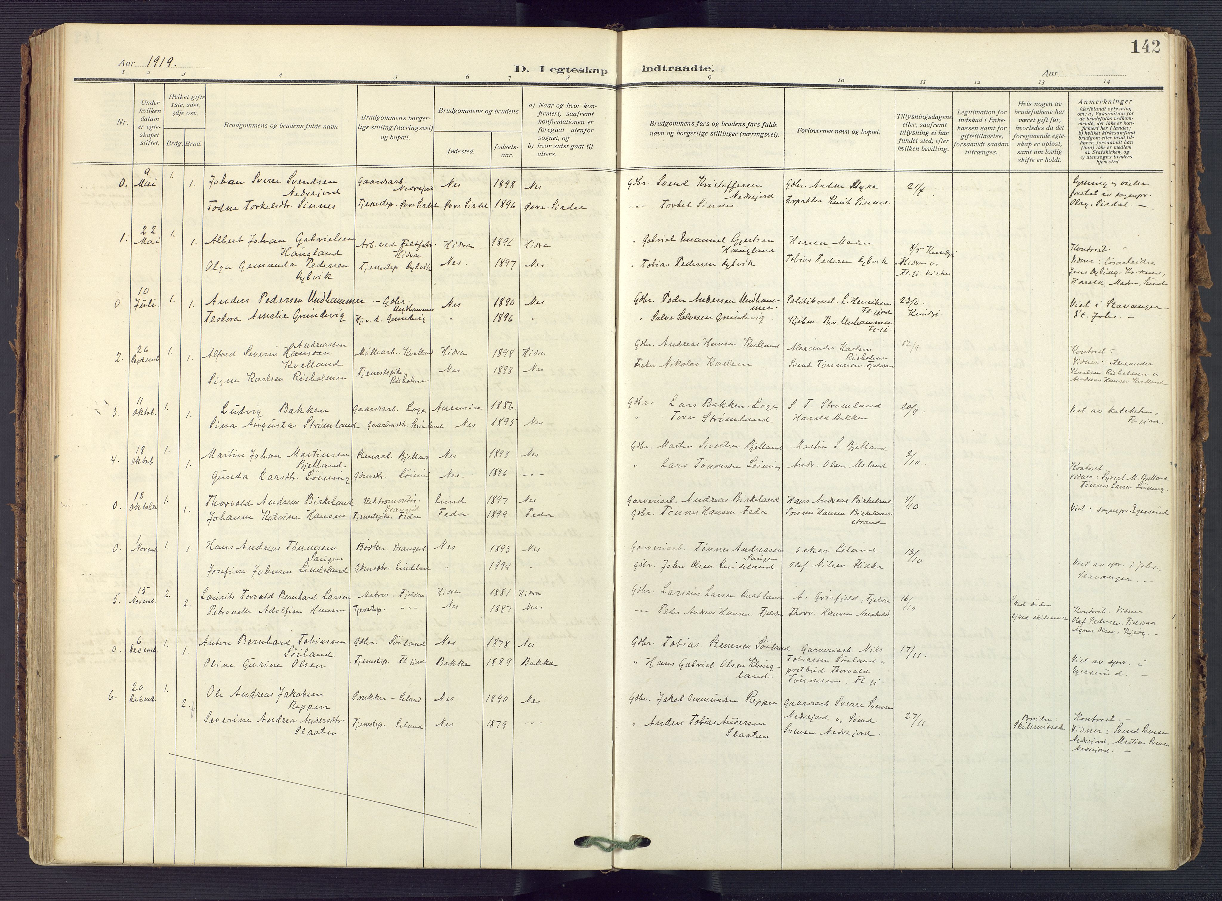 Flekkefjord sokneprestkontor, AV/SAK-1111-0012/F/Fa/Fac/L0010: Ministerialbok nr. A 10, 1910-1927, s. 142