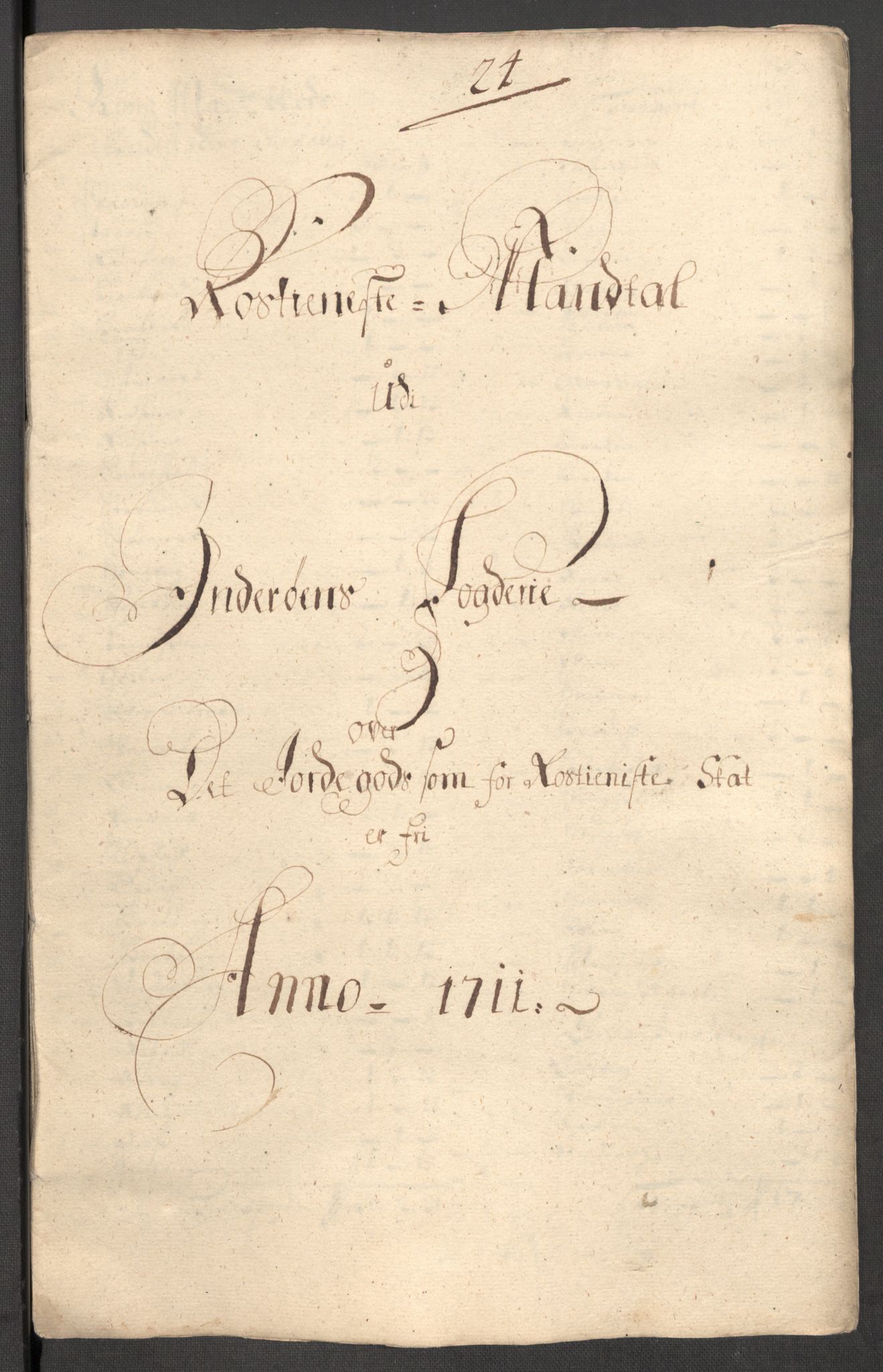 Rentekammeret inntil 1814, Reviderte regnskaper, Fogderegnskap, RA/EA-4092/R63/L4319: Fogderegnskap Inderøy, 1711, s. 421