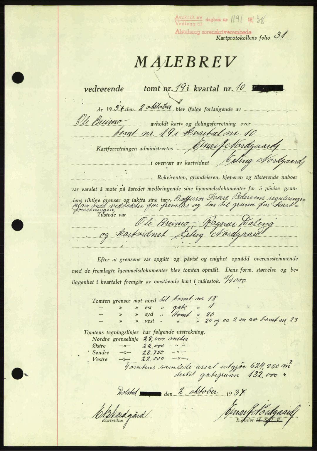 Alstahaug sorenskriveri, SAT/A-1009: Pantebok nr. A3, 1937-1938, Dagboknr: 1191/1938