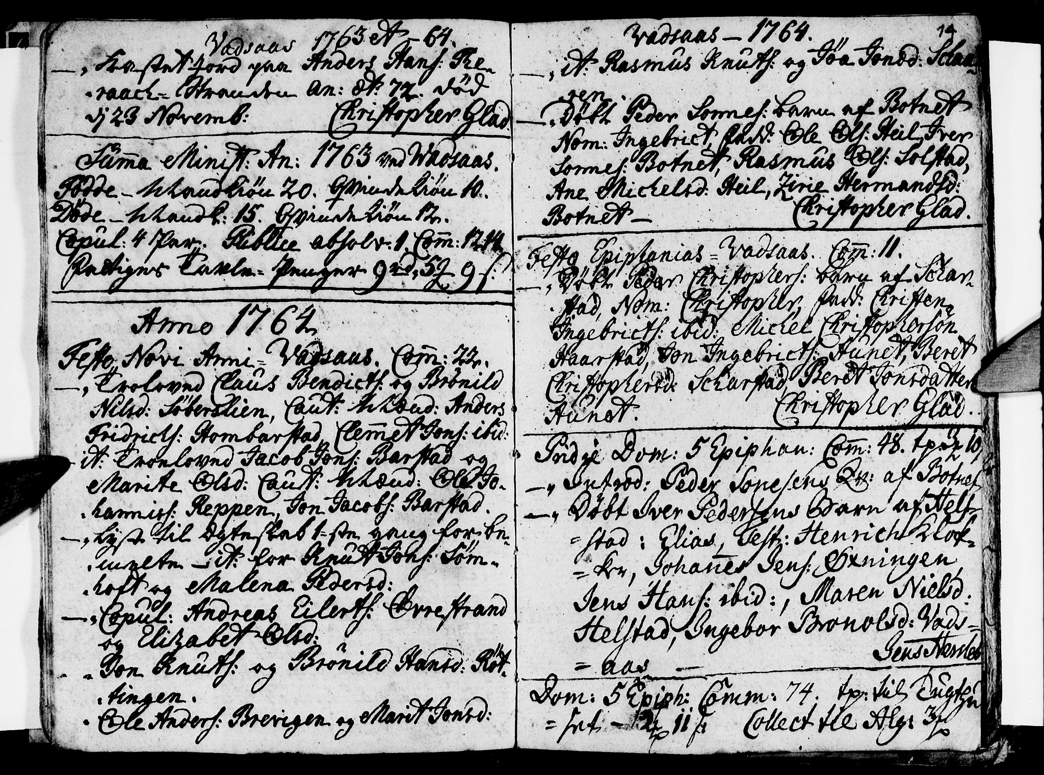 Ministerialprotokoller, klokkerbøker og fødselsregistre - Nordland, SAT/A-1459/810/L0138: Ministerialbok nr. 810A02, 1763-1770, s. 14
