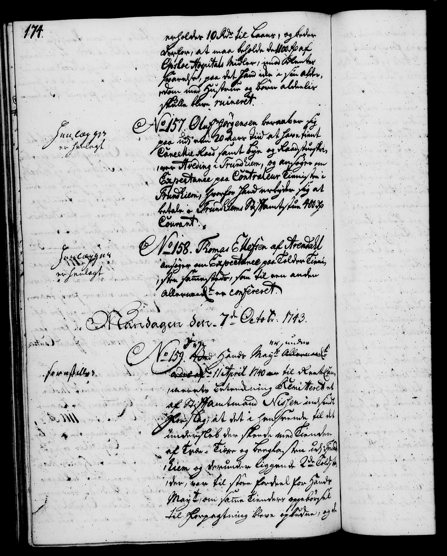 Rentekammeret, Kammerkanselliet, AV/RA-EA-3111/G/Gh/Gha/L0025: Norsk ekstraktmemorialprotokoll (merket RK 53.70), 1743-1744, s. 174