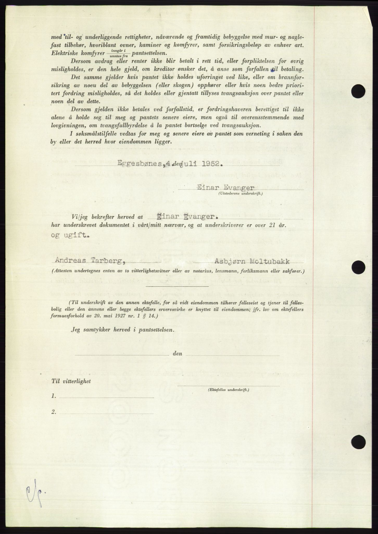 Søre Sunnmøre sorenskriveri, AV/SAT-A-4122/1/2/2C/L0121: Pantebok nr. 9B, 1951-1952, Dagboknr: 1378/1952