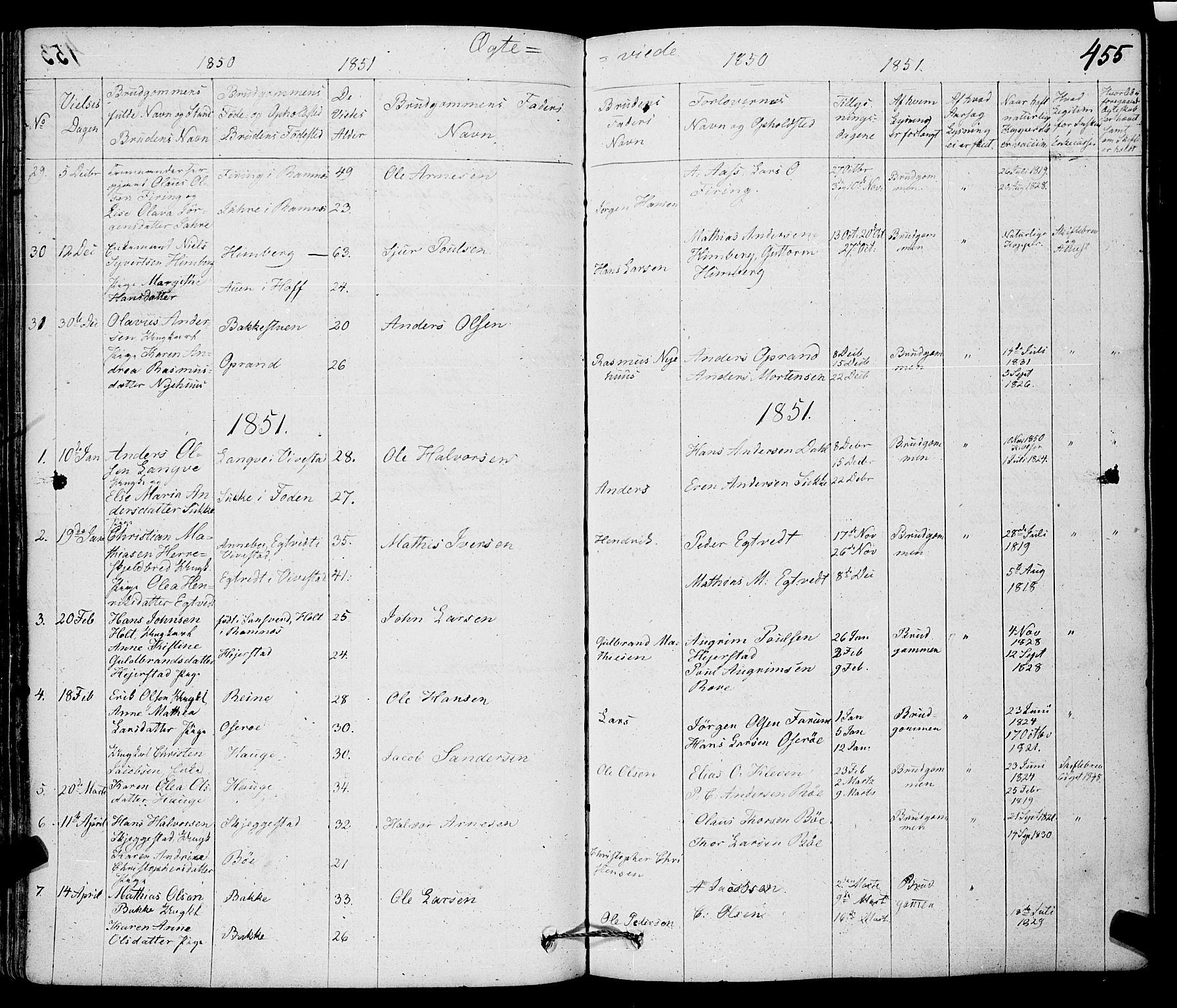 Ramnes kirkebøker, AV/SAKO-A-314/F/Fa/L0005: Ministerialbok nr. I 5, 1841-1861, s. 454-455