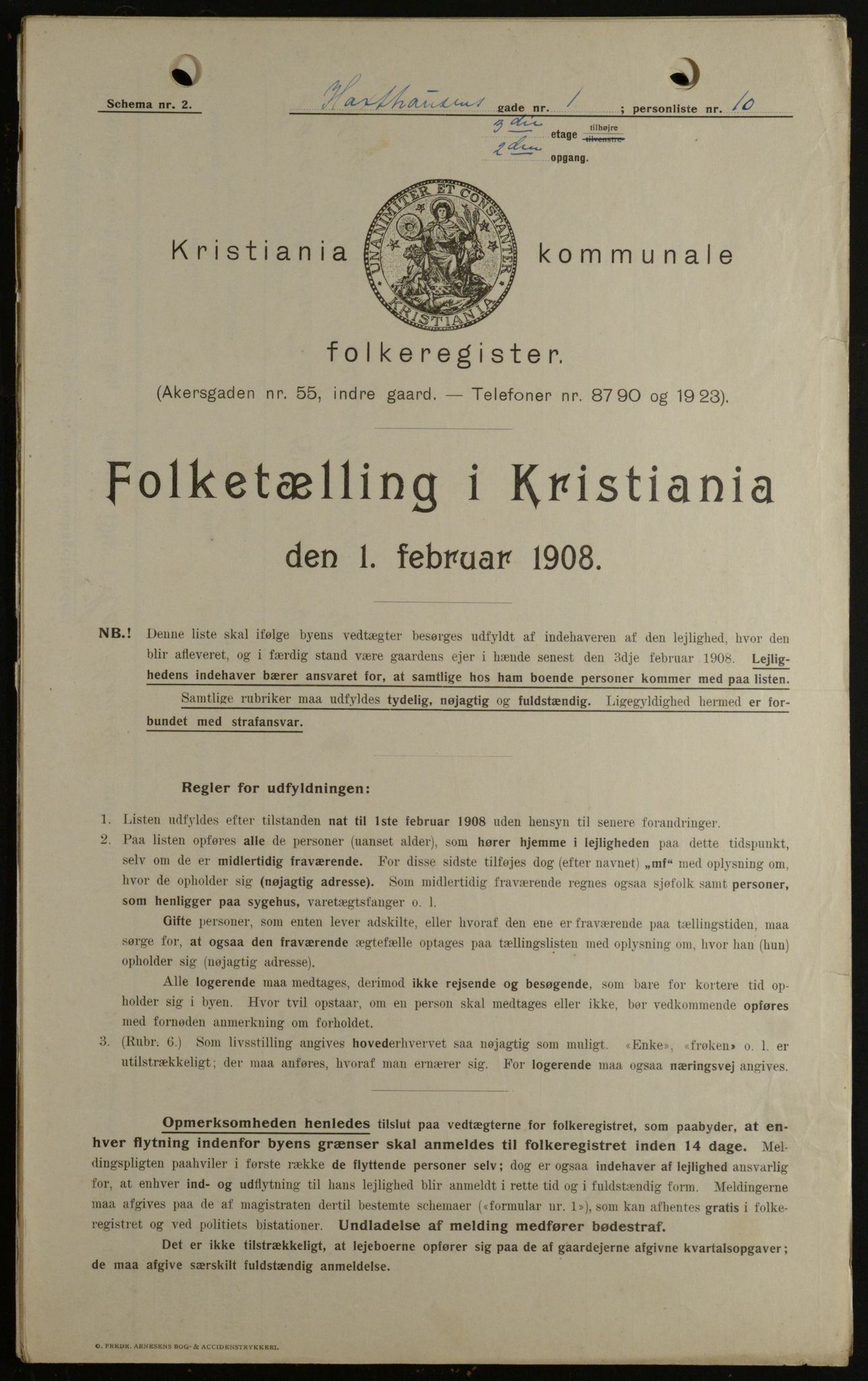 OBA, Kommunal folketelling 1.2.1908 for Kristiania kjøpstad, 1908, s. 32009