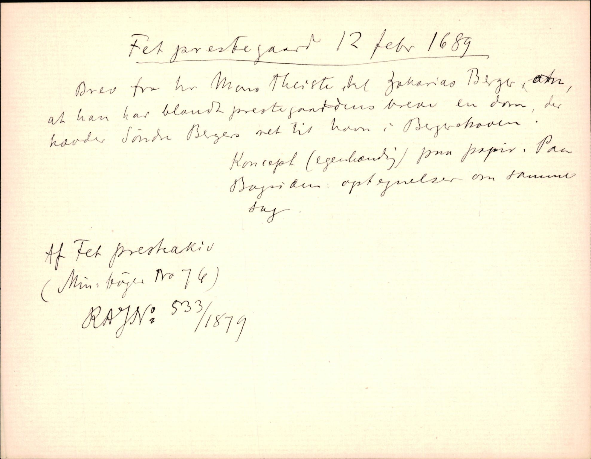 Riksarkivets diplomsamling, AV/RA-EA-5965/F35/F35k/L0001: Regestsedler: Prestearkiver fra Østfold og Akershus, s. 97