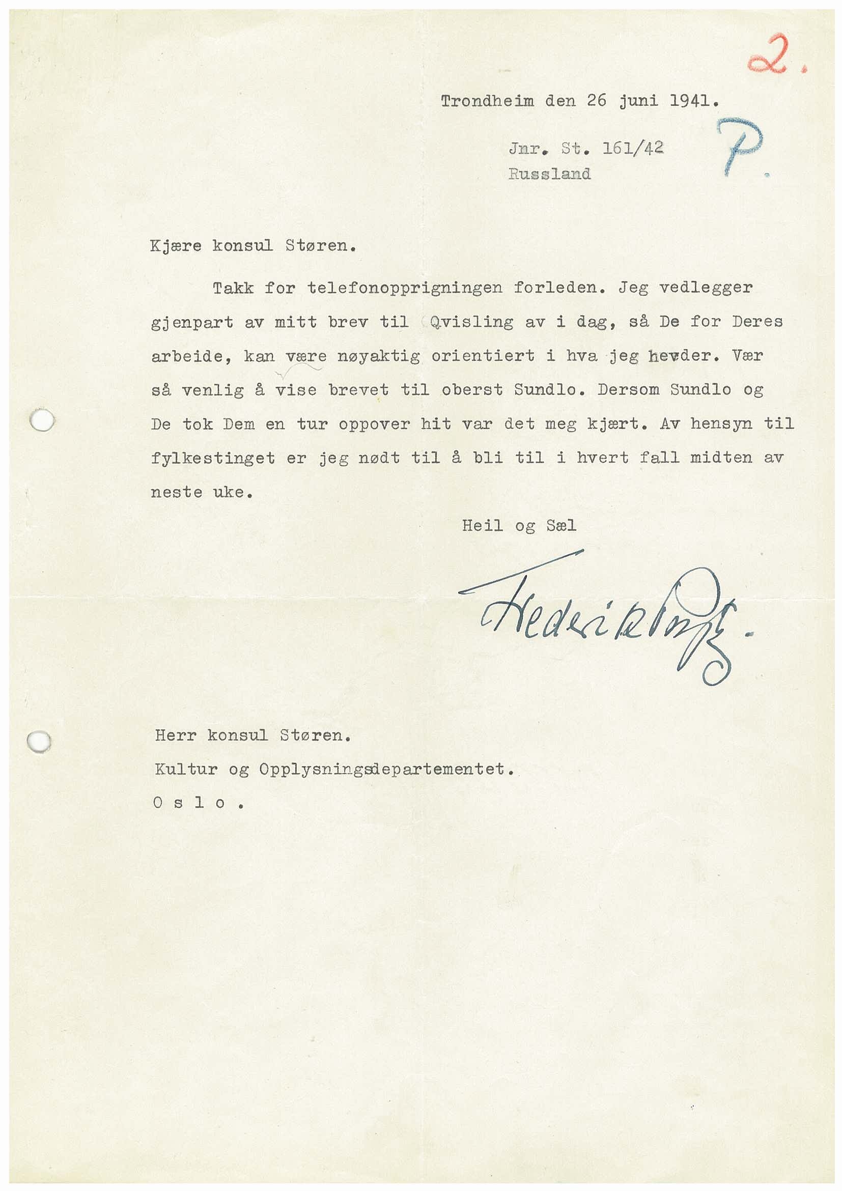 Førerens og ministerpresidentens kanselli. Utenriksavdelingen, AV/RA-S-3485/D/L0021/0003: -- / Direktoratet for spesialorientering. G. Lund. Kont. for norske interesser i Russl. Næringsveier m.m., 1941-1944, s. 2
