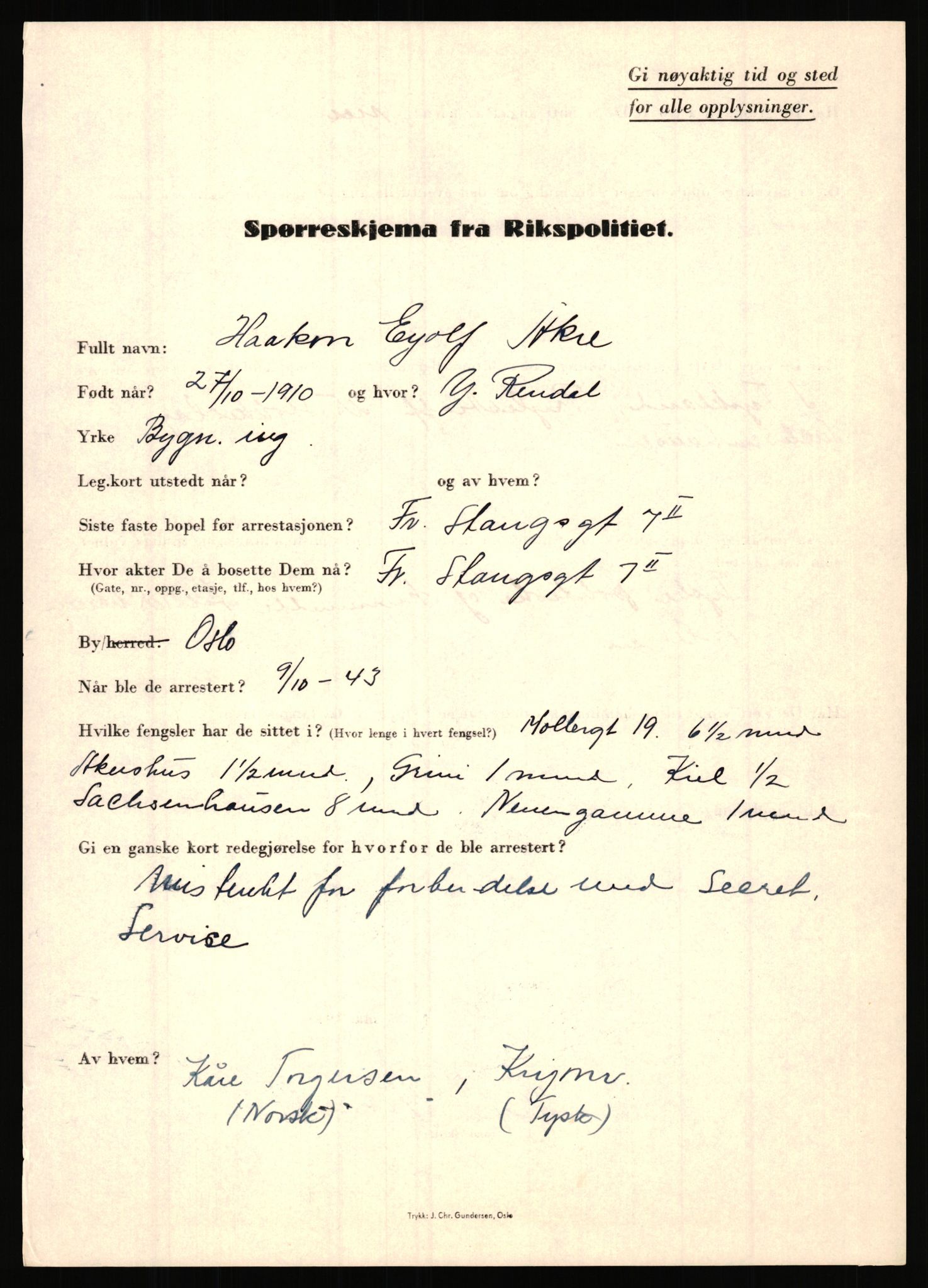 Rikspolitisjefen, AV/RA-S-1560/L/L0001: Abelseth, Rudolf - Berentsen, Odd, 1940-1945, s. 51