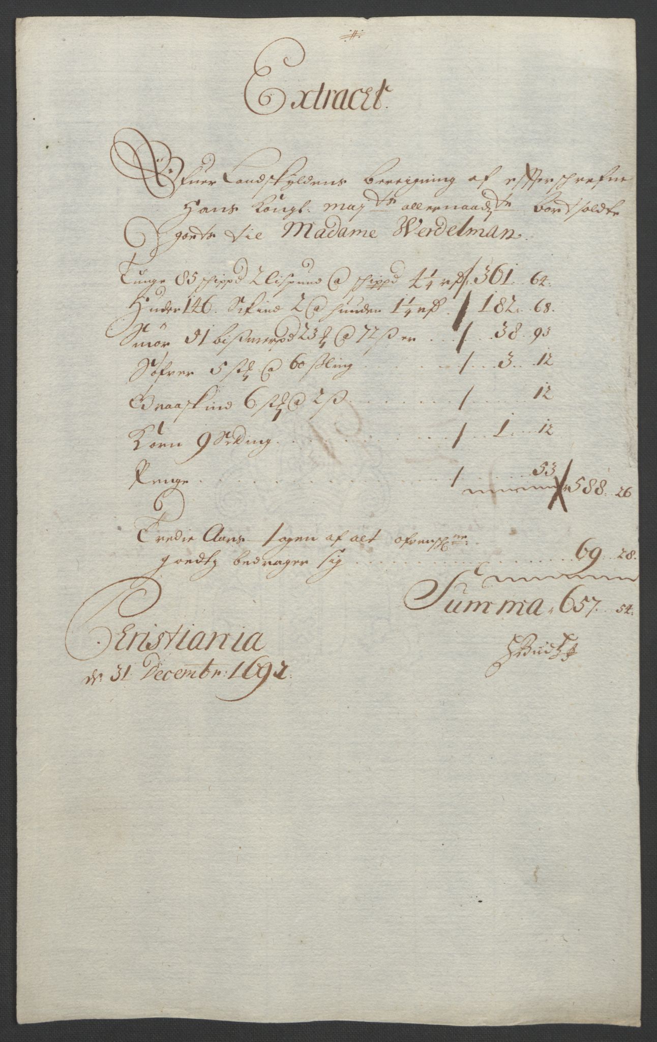 Rentekammeret inntil 1814, Reviderte regnskaper, Fogderegnskap, AV/RA-EA-4092/R18/L1291: Fogderegnskap Hadeland, Toten og Valdres, 1692, s. 16