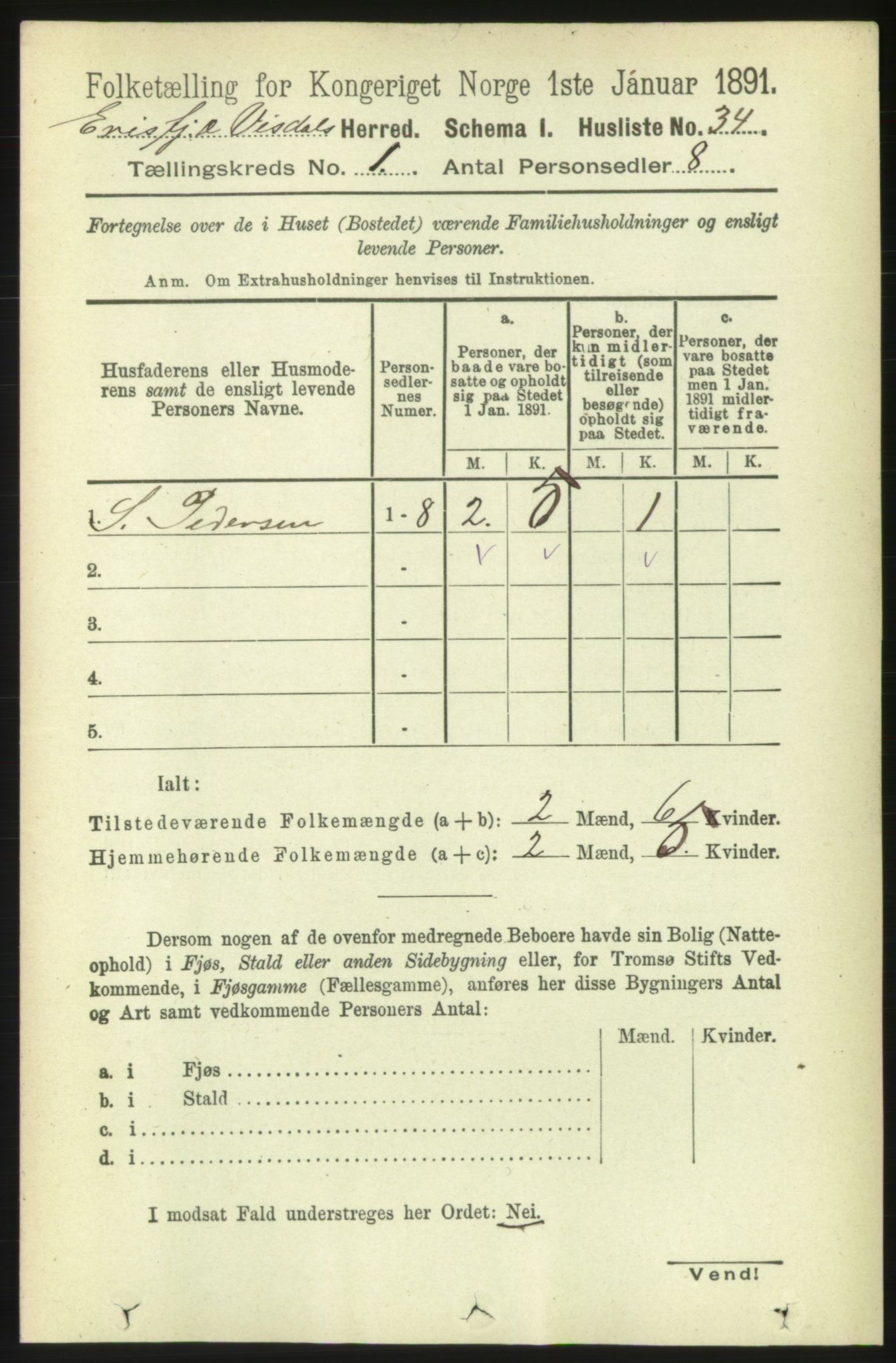 RA, Folketelling 1891 for 1542 Eresfjord og Vistdal herred, 1891, s. 56