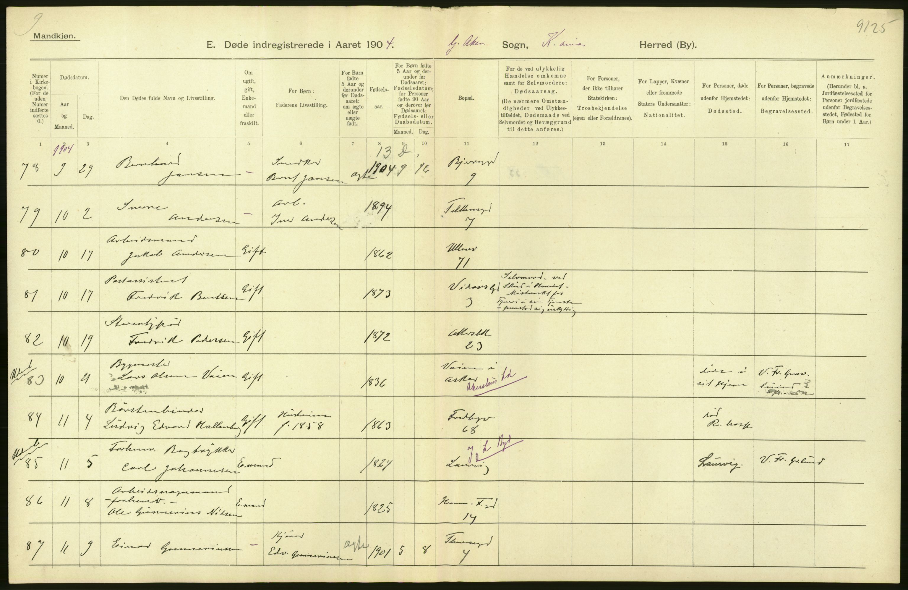 Statistisk sentralbyrå, Sosiodemografiske emner, Befolkning, AV/RA-S-2228/D/Df/Dfa/Dfab/L0004: Kristiania: Gifte, døde, 1904, s. 366