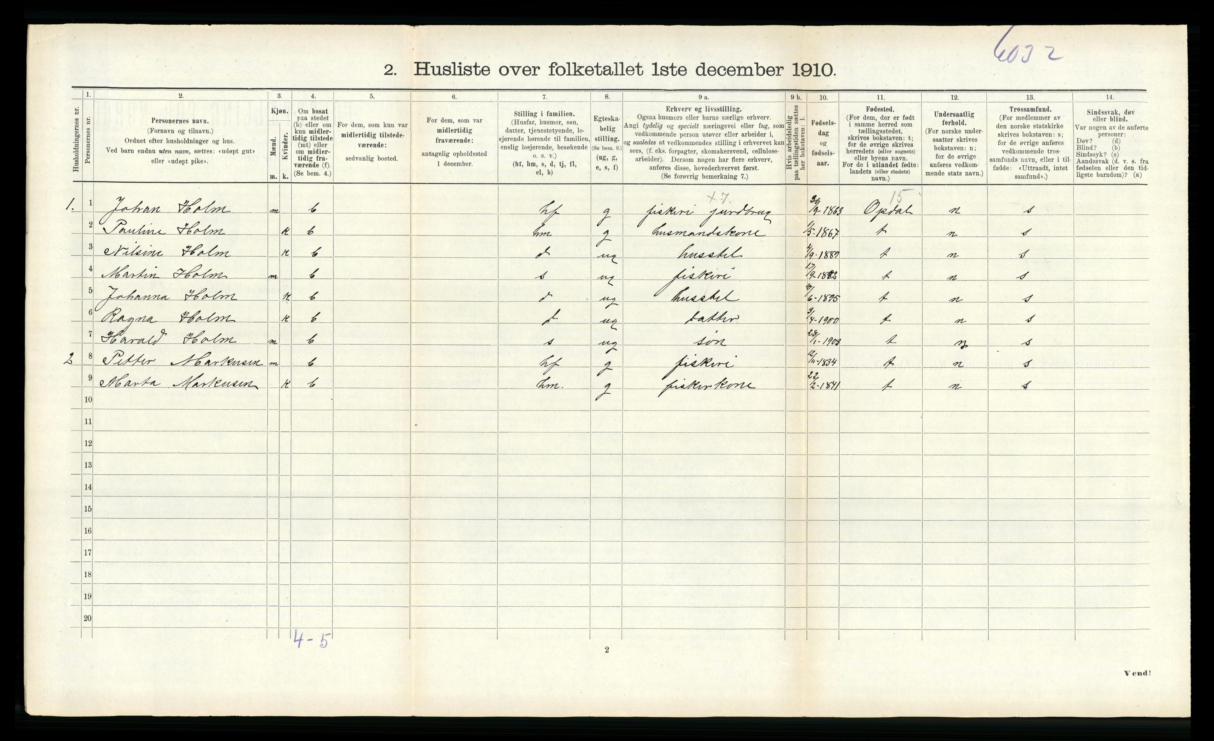 RA, Folketelling 1910 for 1617 Hitra herred, 1910, s. 436