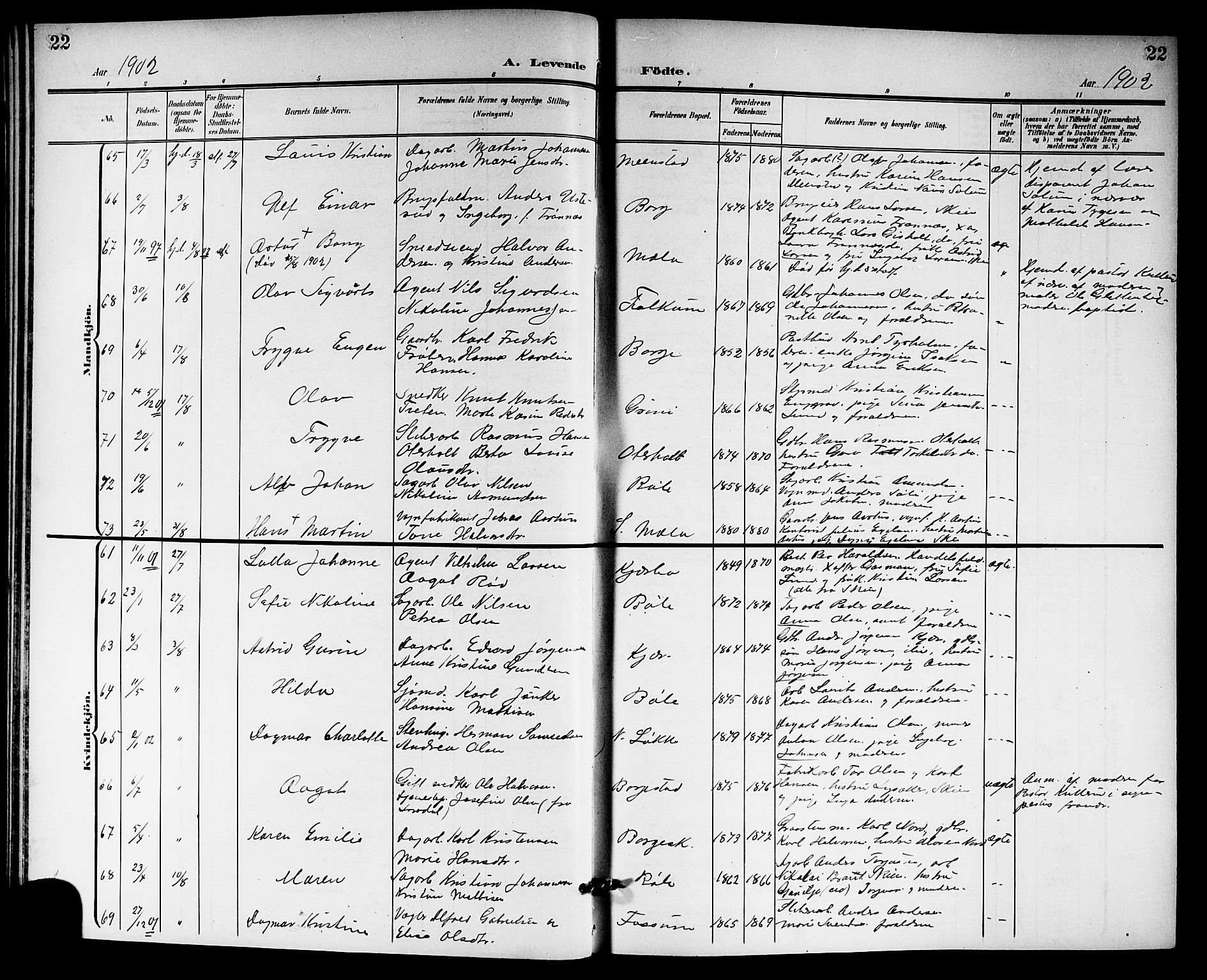 Gjerpen kirkebøker, AV/SAKO-A-265/G/Ga/L0003: Klokkerbok nr. I 3, 1901-1919, s. 22