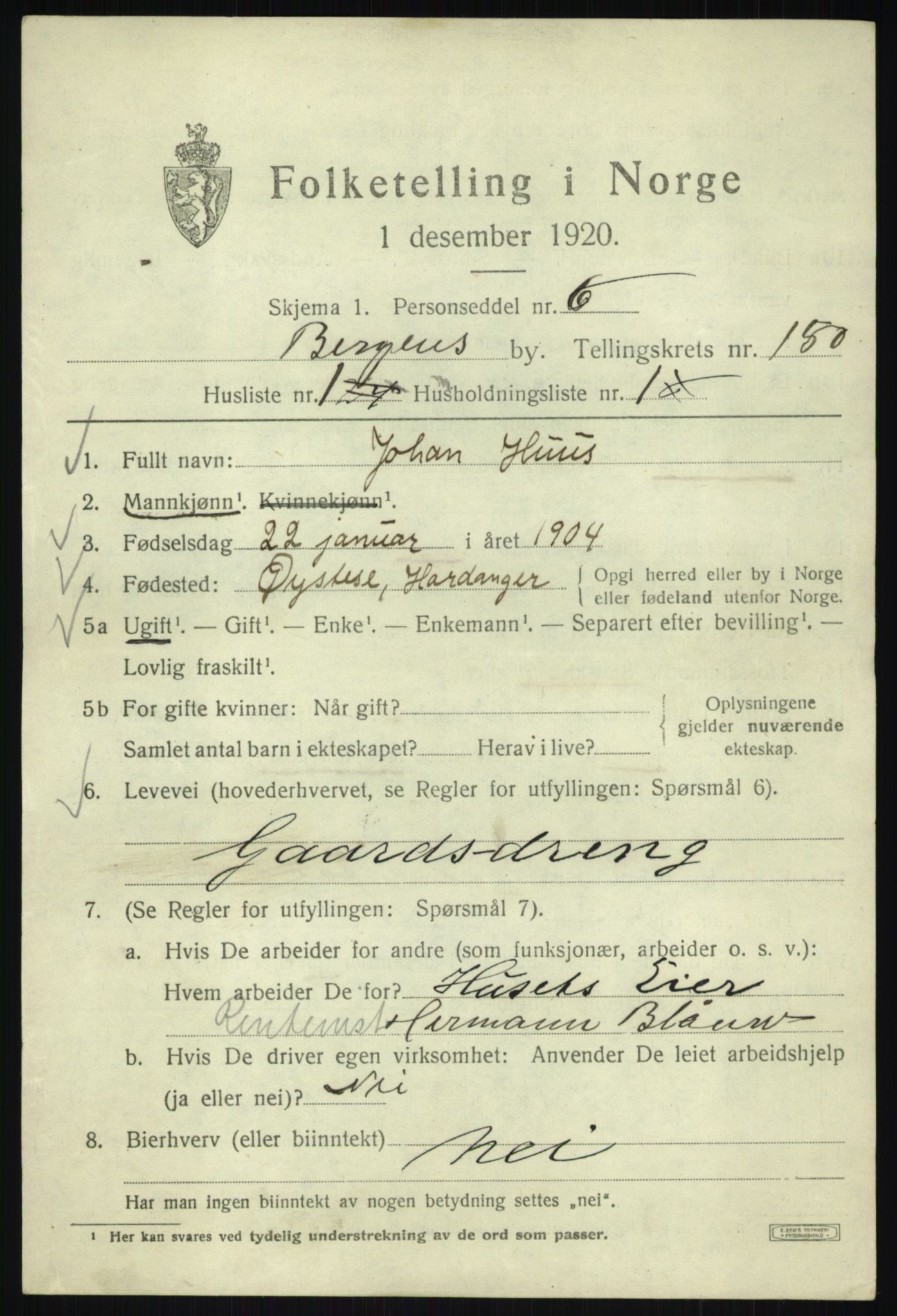 SAB, Folketelling 1920 for 1301 Bergen kjøpstad, 1920, s. 245973