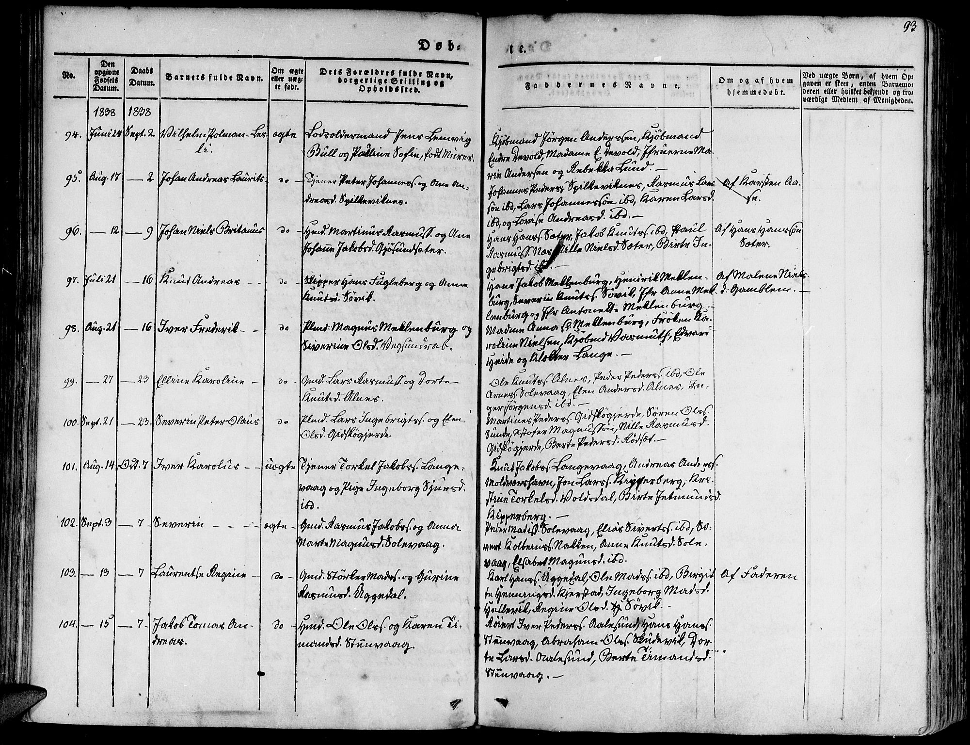 Ministerialprotokoller, klokkerbøker og fødselsregistre - Møre og Romsdal, AV/SAT-A-1454/528/L0395: Ministerialbok nr. 528A06, 1828-1839, s. 93