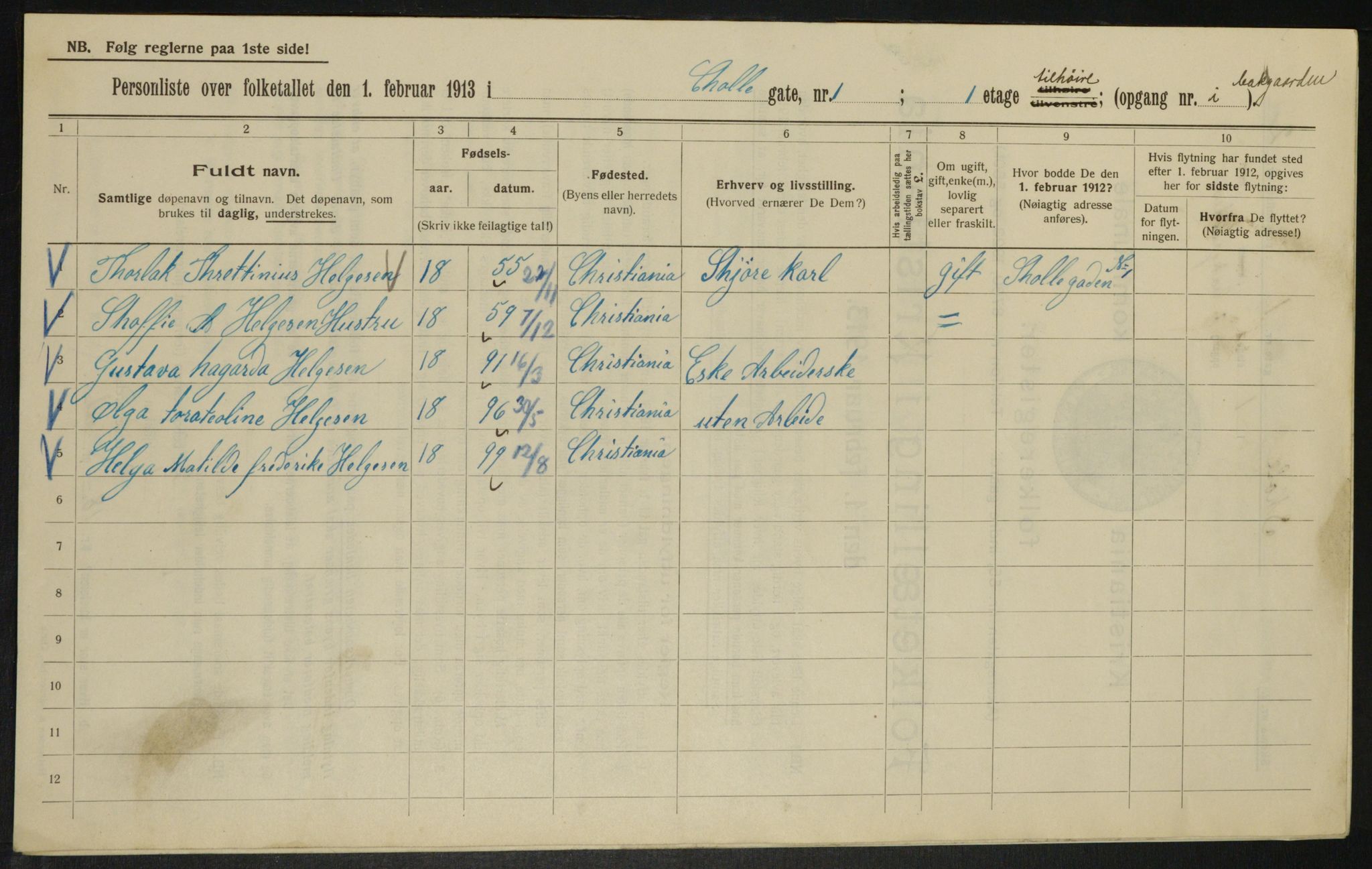 OBA, Kommunal folketelling 1.2.1913 for Kristiania, 1913, s. 96228