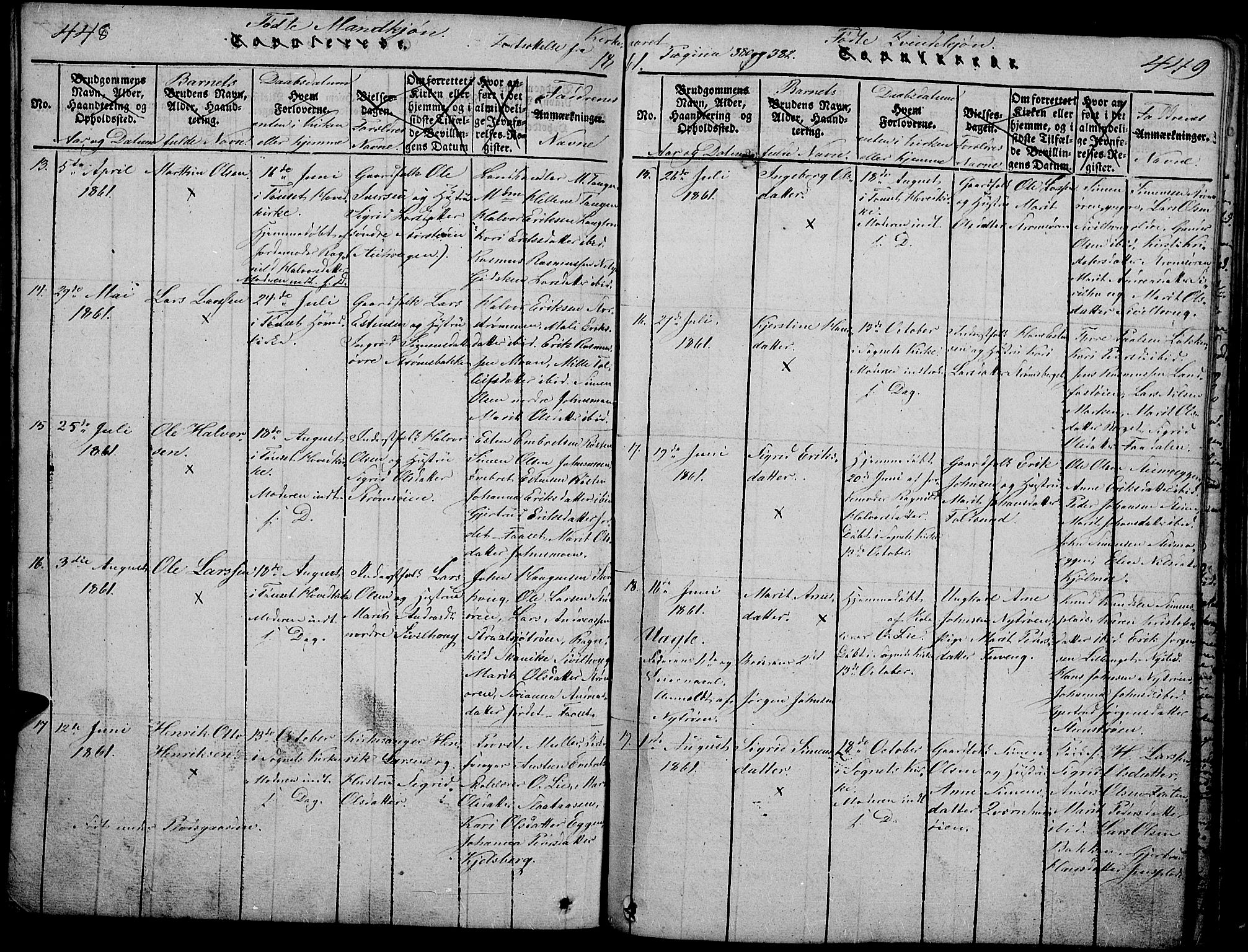 Tynset prestekontor, AV/SAH-PREST-058/H/Ha/Hab/L0002: Klokkerbok nr. 2, 1814-1862, s. 448-449