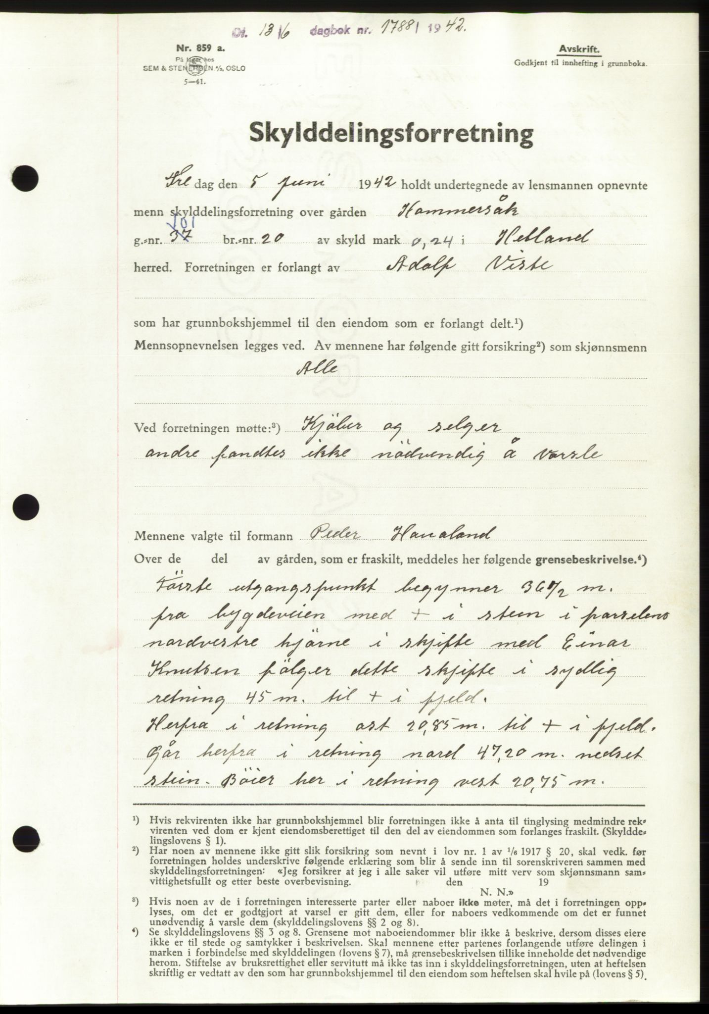 Jæren sorenskriveri, SAST/A-100310/03/G/Gba/L0082: Pantebok, 1942-1942, Dagboknr: 1788/1942