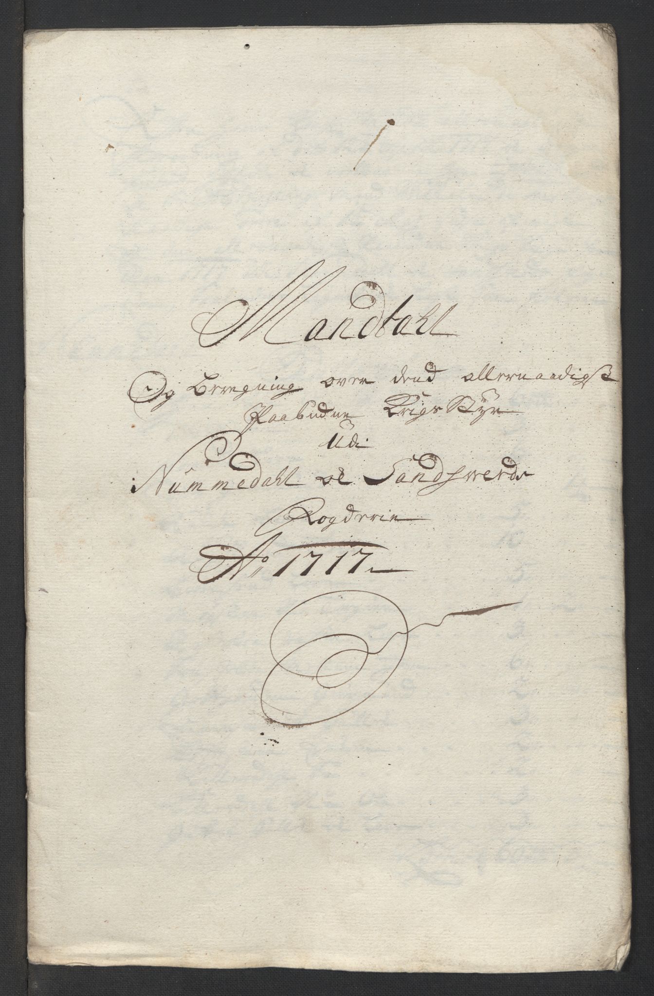 Rentekammeret inntil 1814, Reviderte regnskaper, Fogderegnskap, AV/RA-EA-4092/R24/L1593: Fogderegnskap Numedal og Sandsvær, 1717, s. 226