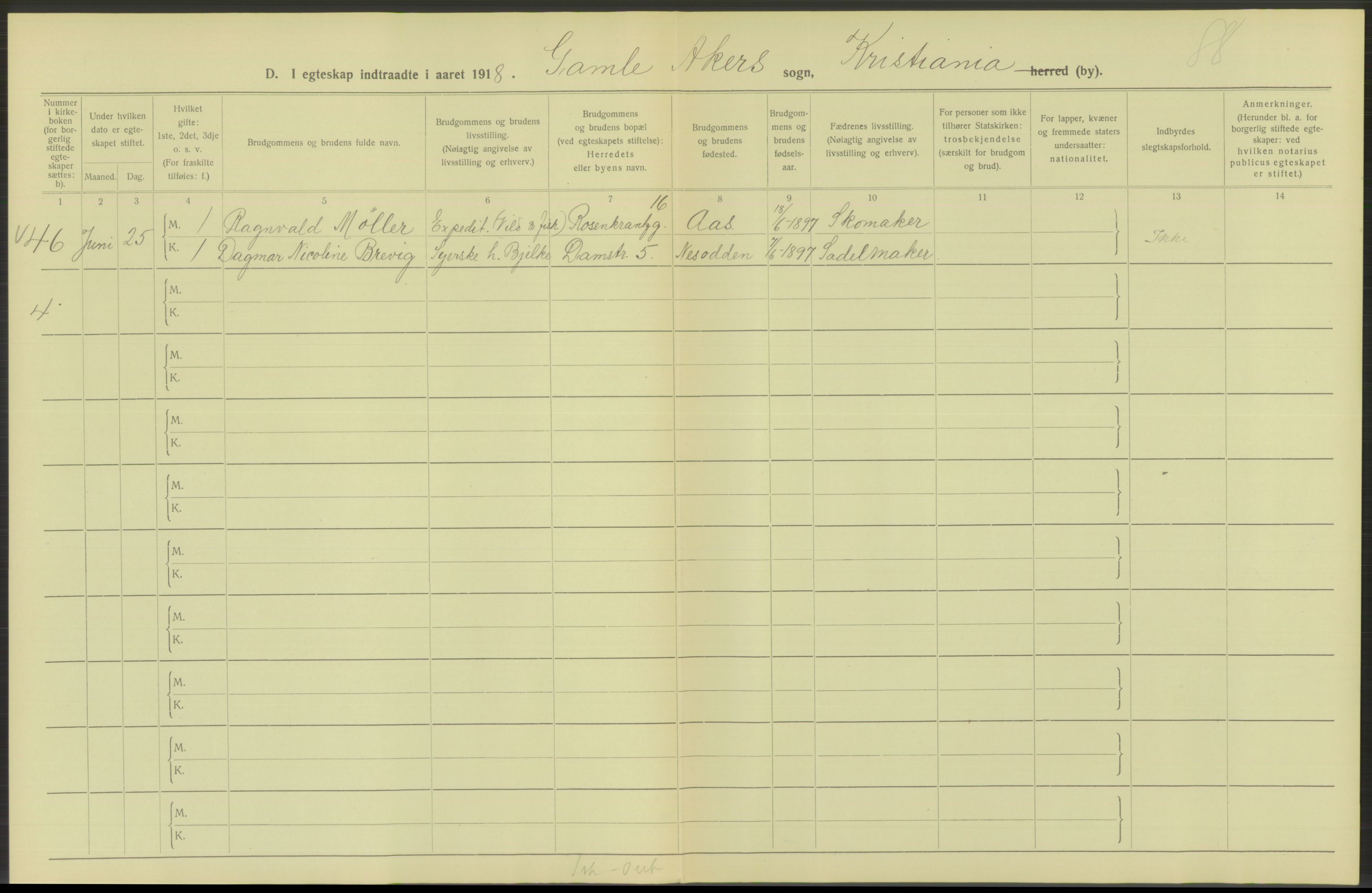 Statistisk sentralbyrå, Sosiodemografiske emner, Befolkning, RA/S-2228/D/Df/Dfb/Dfbh/L0009: Kristiania: Gifte, 1918, s. 314