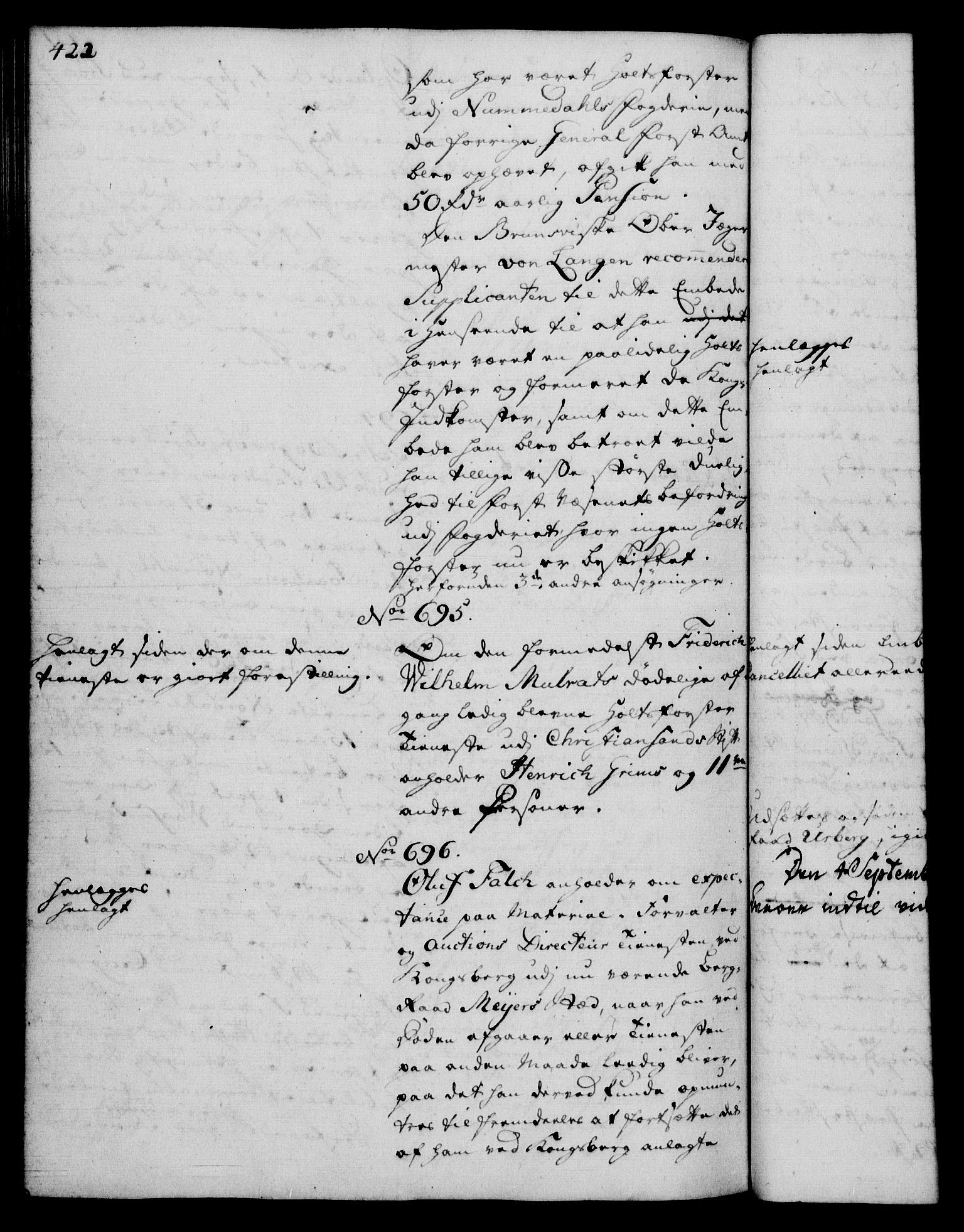 Rentekammeret, Kammerkanselliet, RA/EA-3111/G/Gh/Gha/L0035: Norsk ekstraktmemorialprotokoll (merket RK 53.80), 1759-1771, s. 422