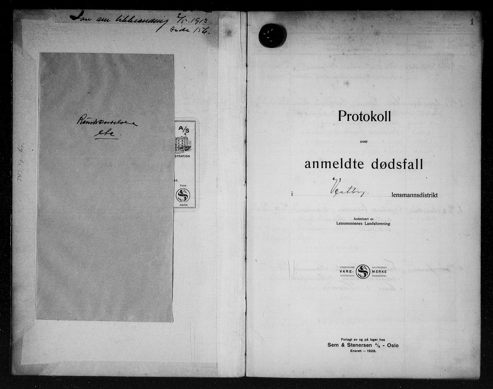 Vestby lensmannskontor, SAO/A-10110/H/Ha/Haa/L0003: Dødsfallsprotokoll, 1931-1936, s. 1