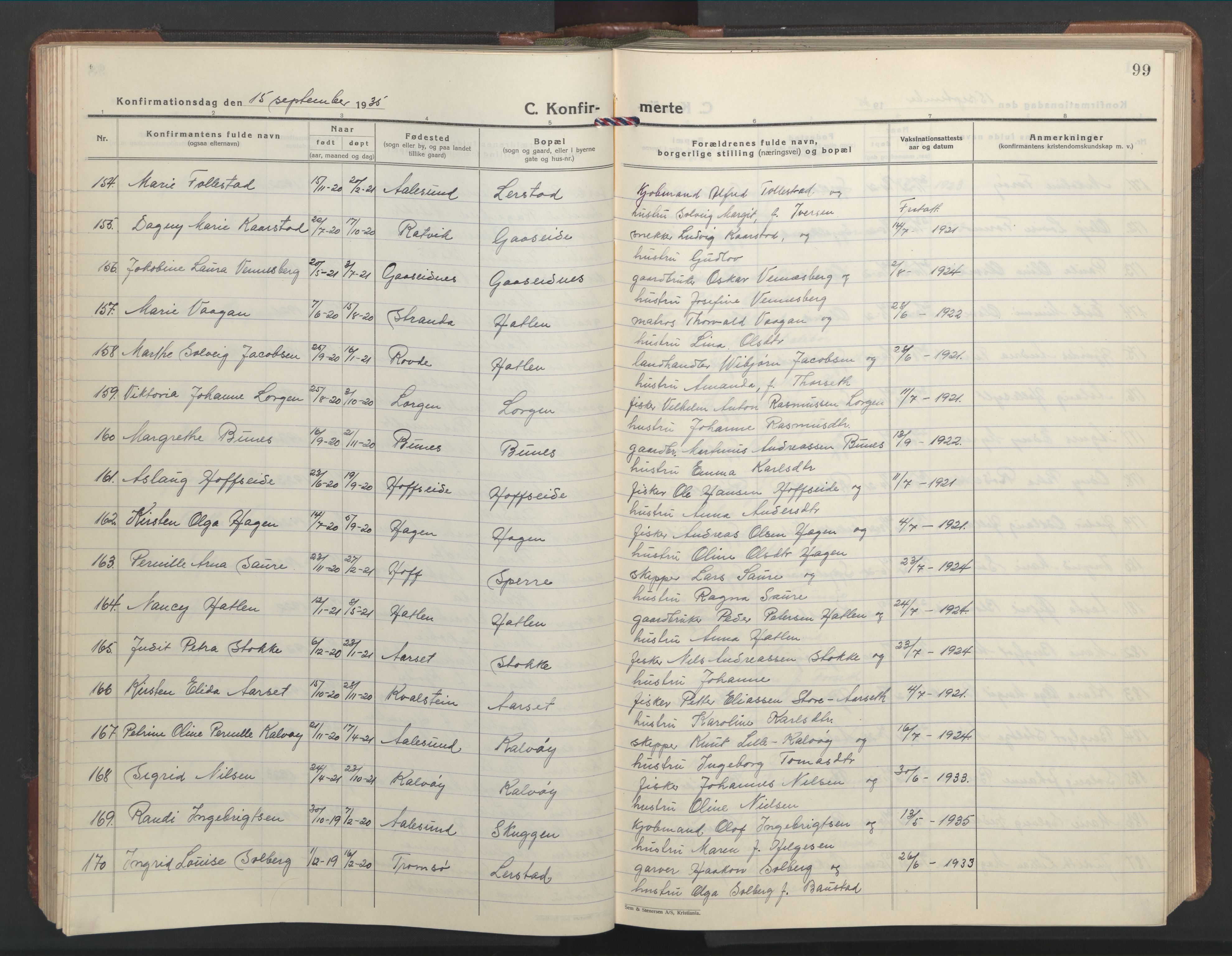 Ministerialprotokoller, klokkerbøker og fødselsregistre - Møre og Romsdal, AV/SAT-A-1454/528/L0435: Klokkerbok nr. 528C16, 1923-1957, s. 99