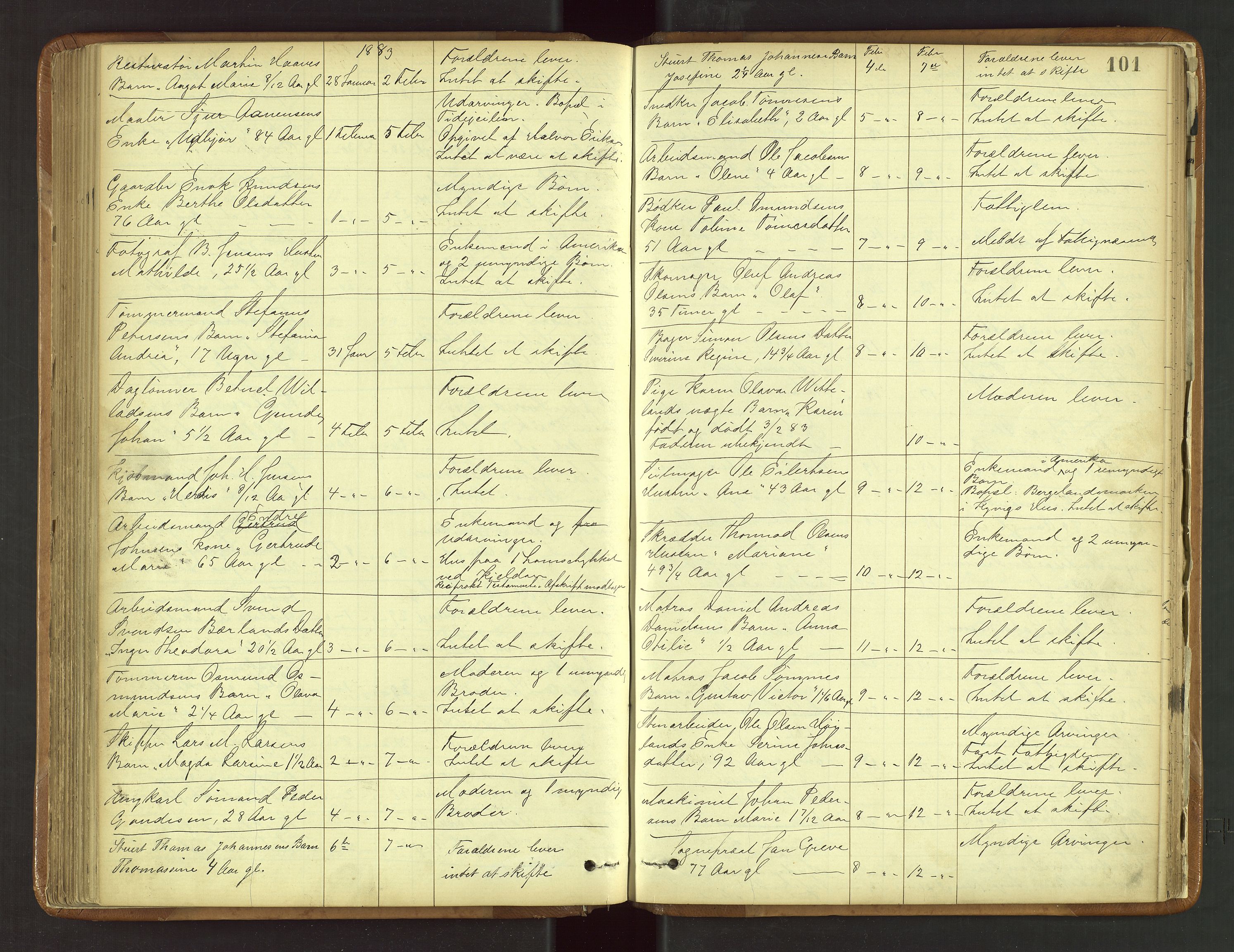 Stavanger byfogd, AV/SAST-A-101408/001/5/52/52B/L0003: Liste over anmeldte dødsfall, 1877-1885, s. 101