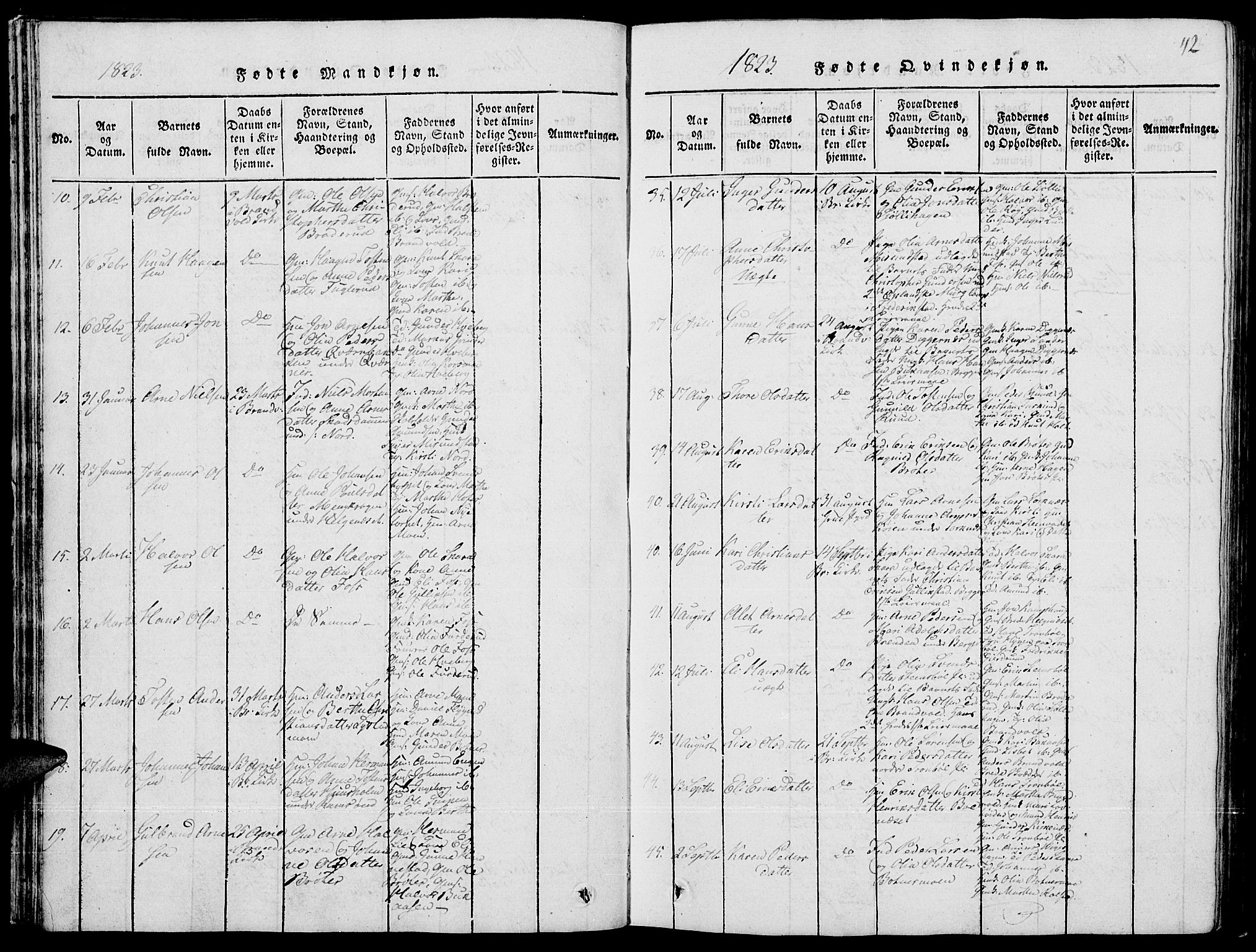 Grue prestekontor, AV/SAH-PREST-036/H/Ha/Hab/L0001: Klokkerbok nr. 1, 1814-1841, s. 42