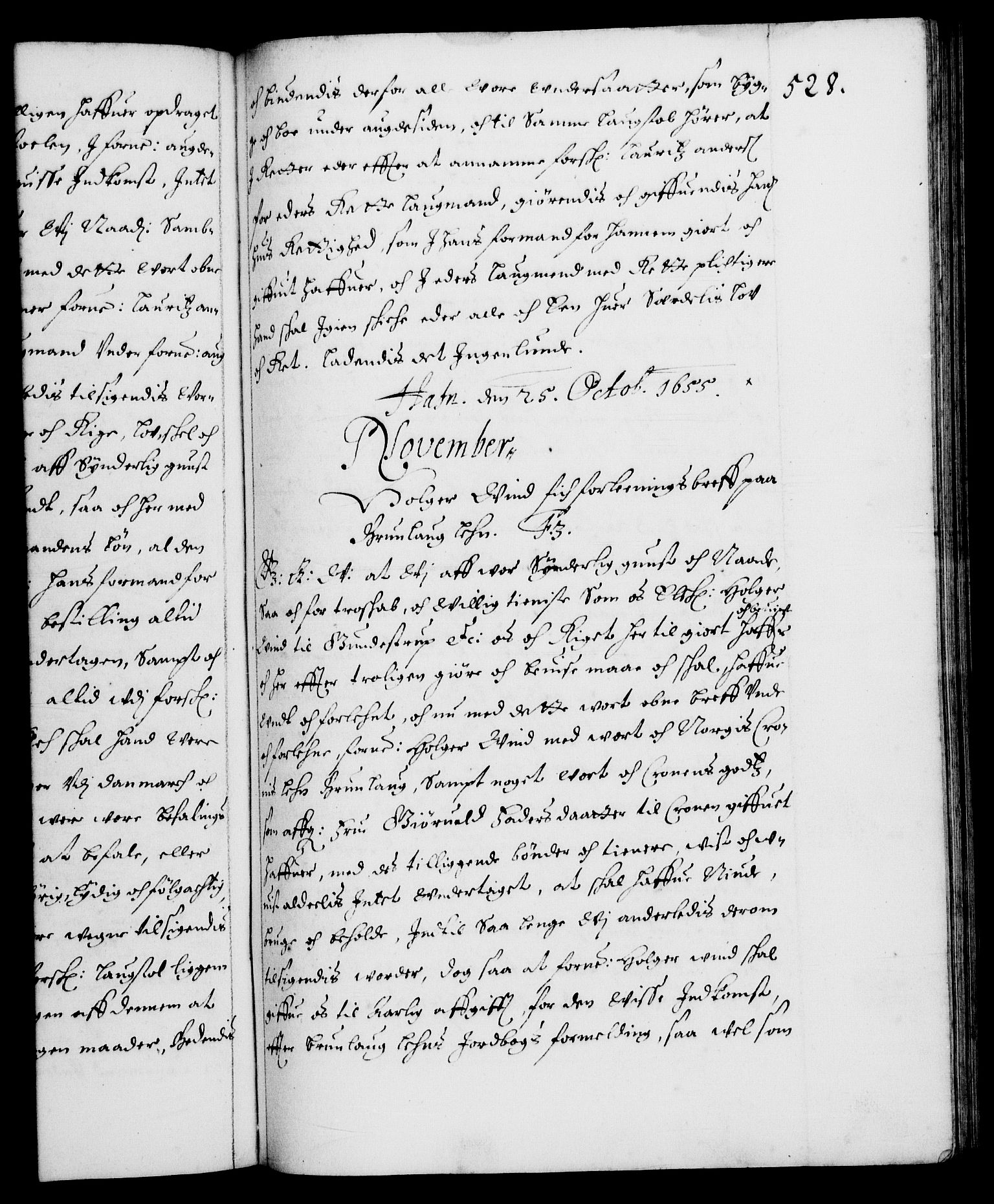 Danske Kanselli 1572-1799, RA/EA-3023/F/Fc/Fca/Fcaa/L0008: Norske registre (mikrofilm), 1651-1656, s. 528a
