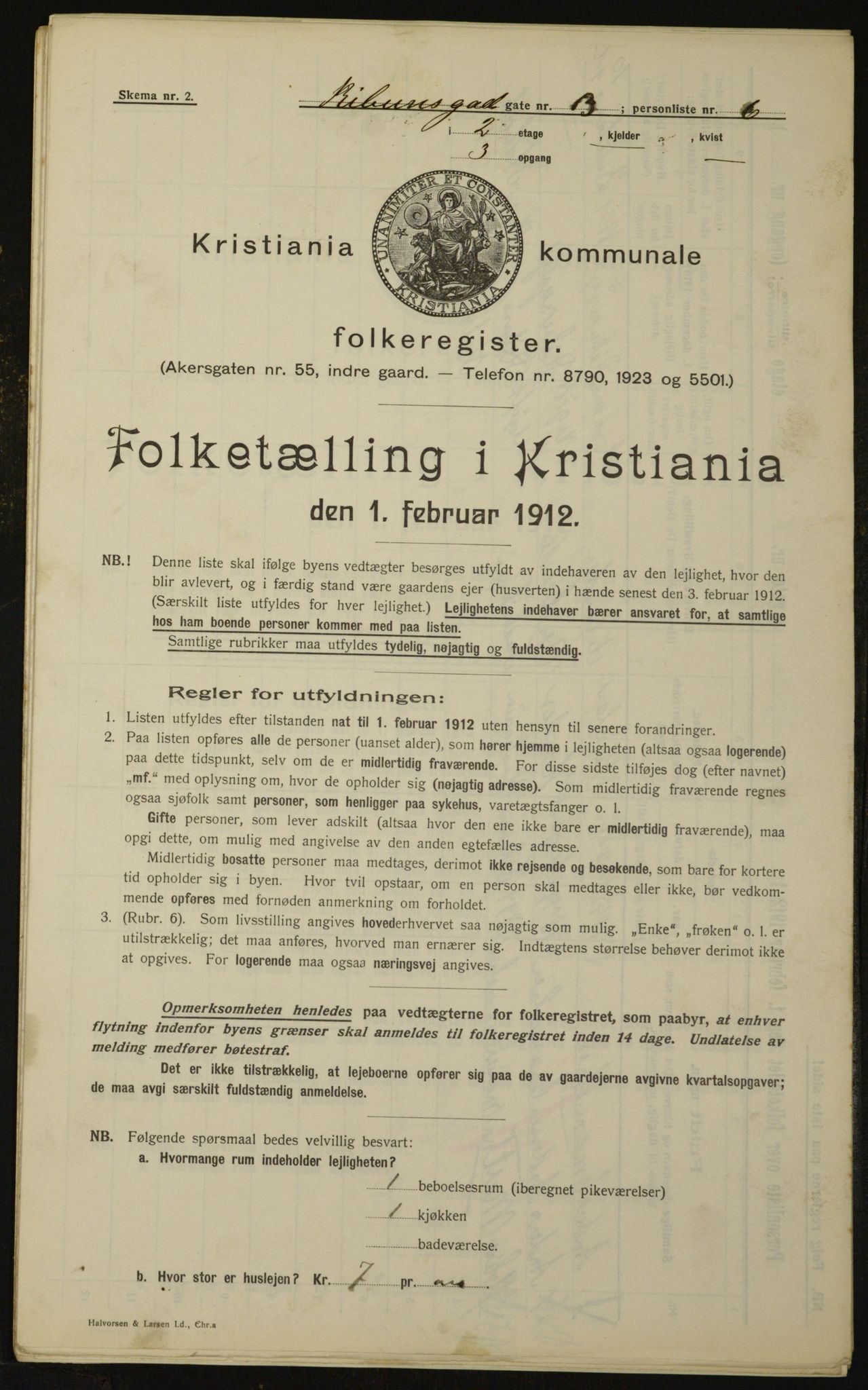 OBA, Kommunal folketelling 1.2.1912 for Kristiania, 1912, s. 83148