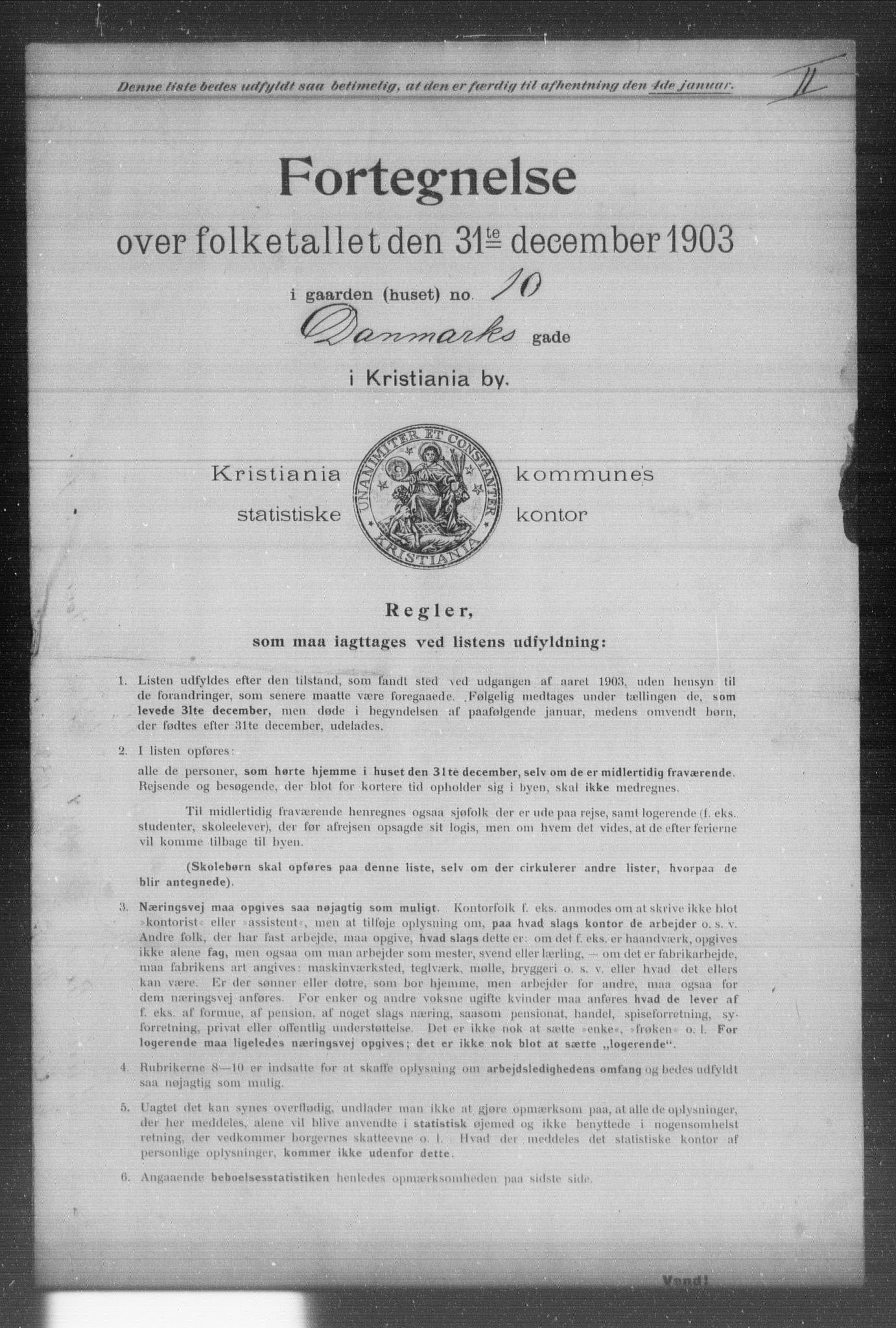 OBA, Kommunal folketelling 31.12.1903 for Kristiania kjøpstad, 1903, s. 2965