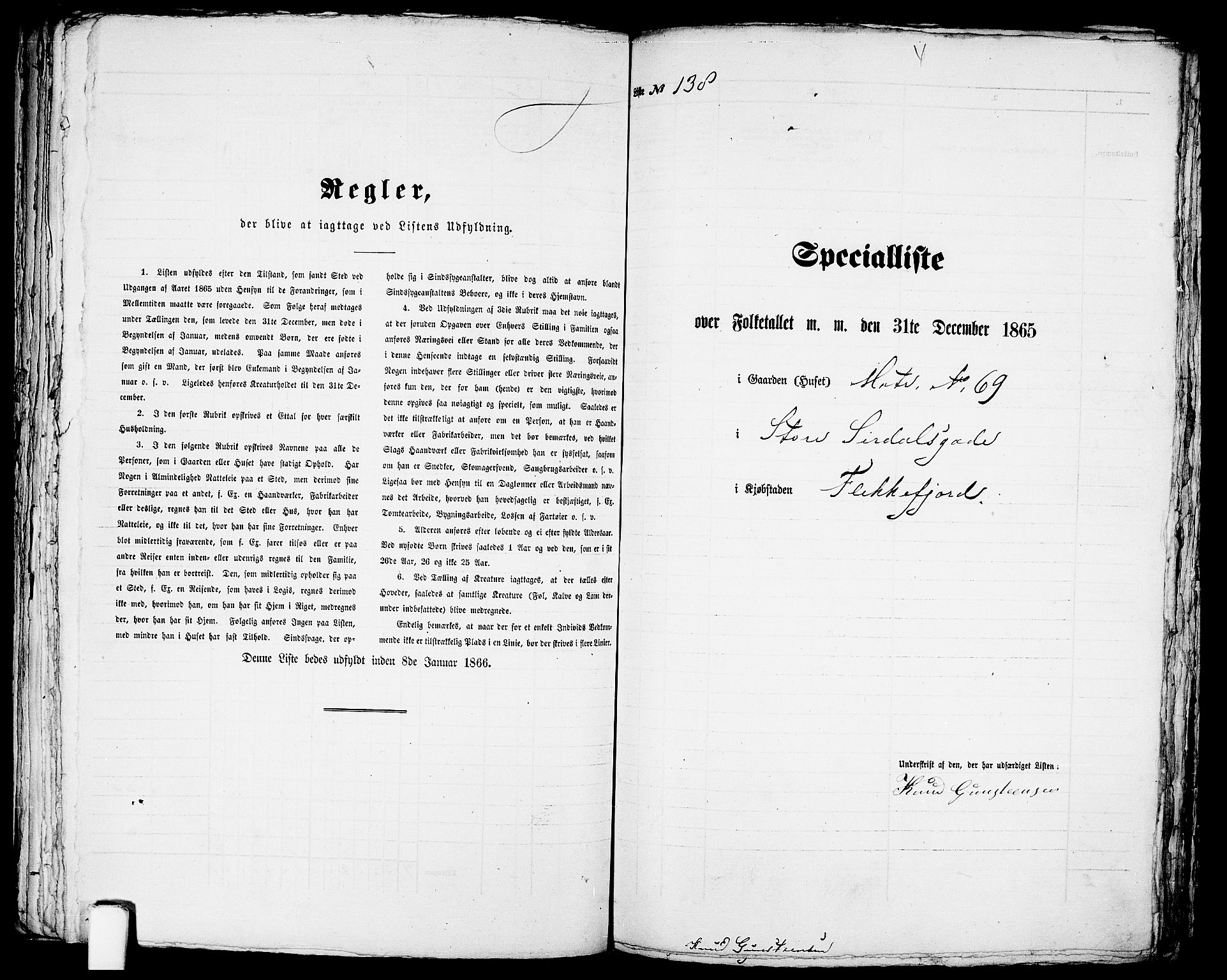 RA, Folketelling 1865 for 1004B Flekkefjord prestegjeld, Flekkefjord kjøpstad, 1865, s. 286