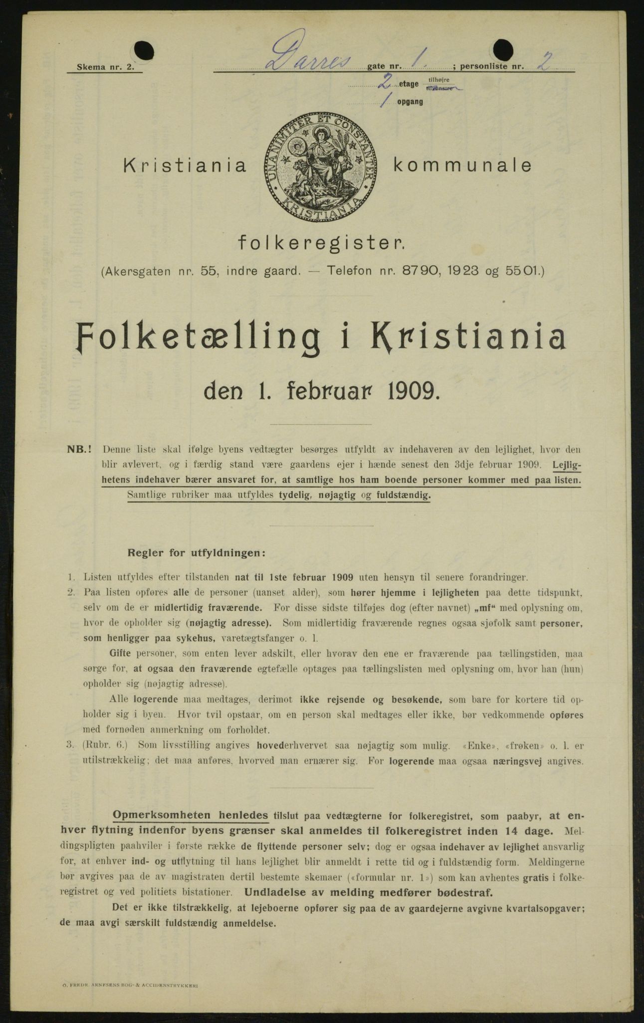 OBA, Kommunal folketelling 1.2.1909 for Kristiania kjøpstad, 1909, s. 14049